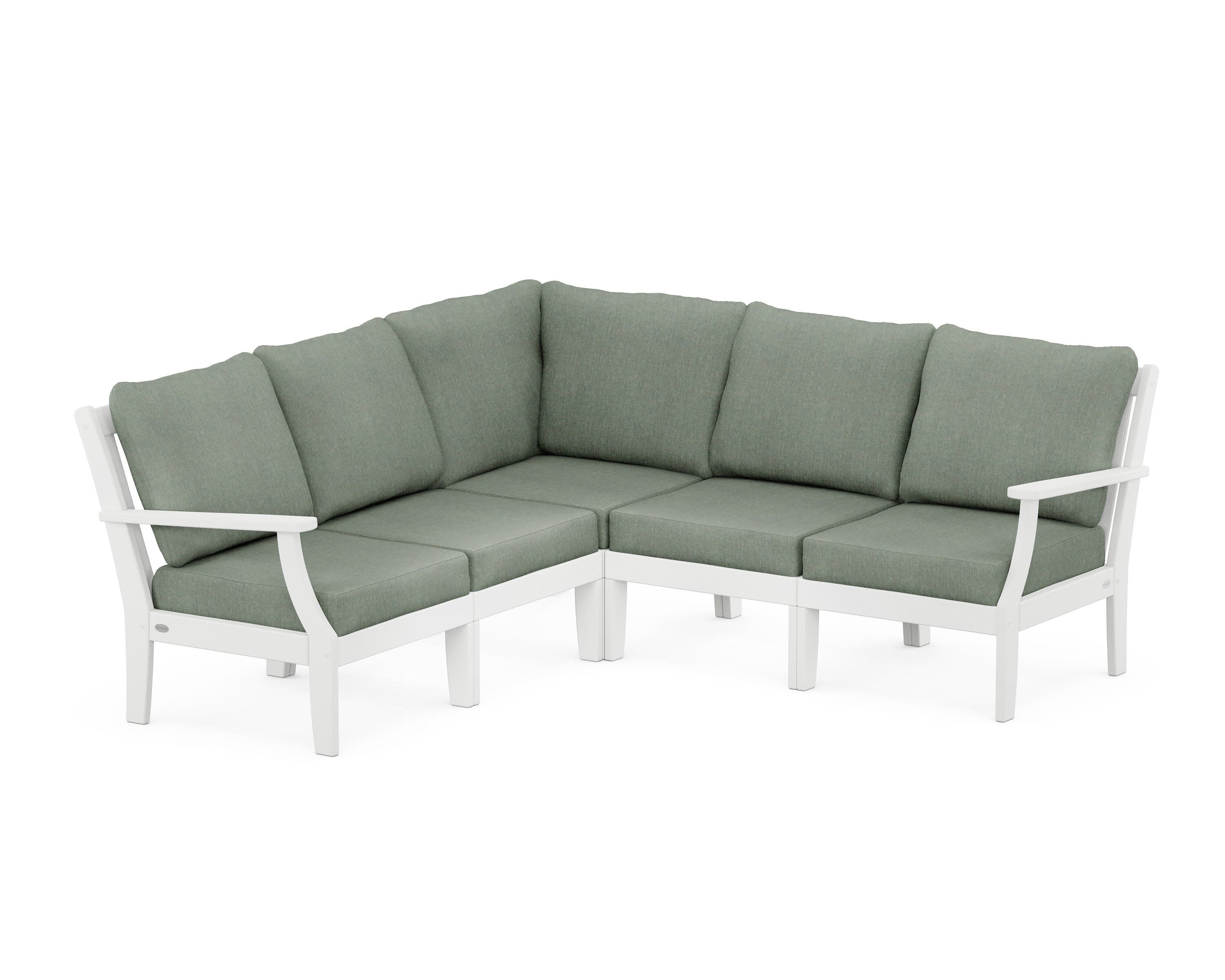 Braxton Modular 5-Piece Deep Seating Set in White / Cast Sage
