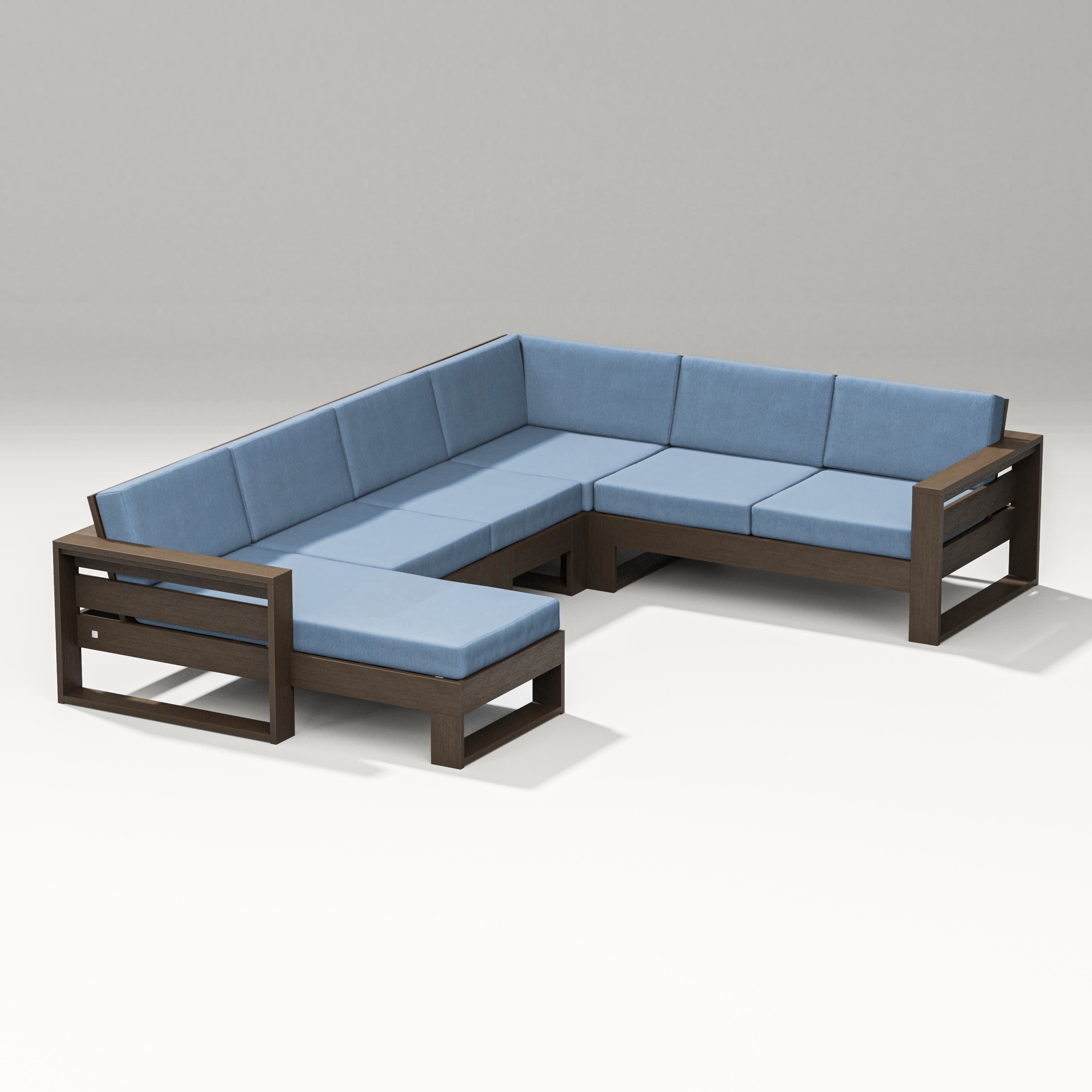 Latitude Corner Sectional with Left Chaise in Kona / Sky Blue