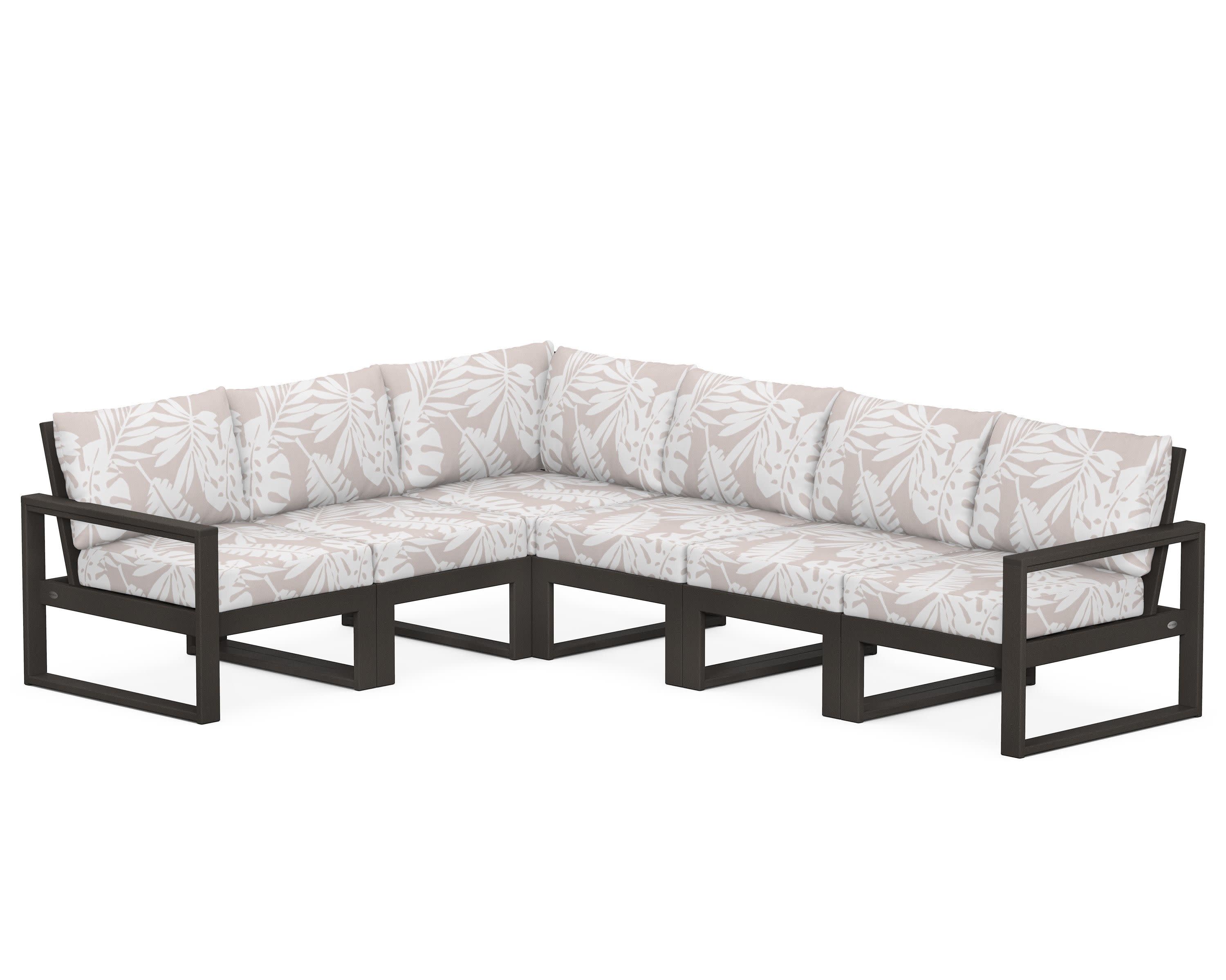 EDGE 6-Piece Modular Deep Seating Set in Vintage Coffee / Leaf Dune Burlap