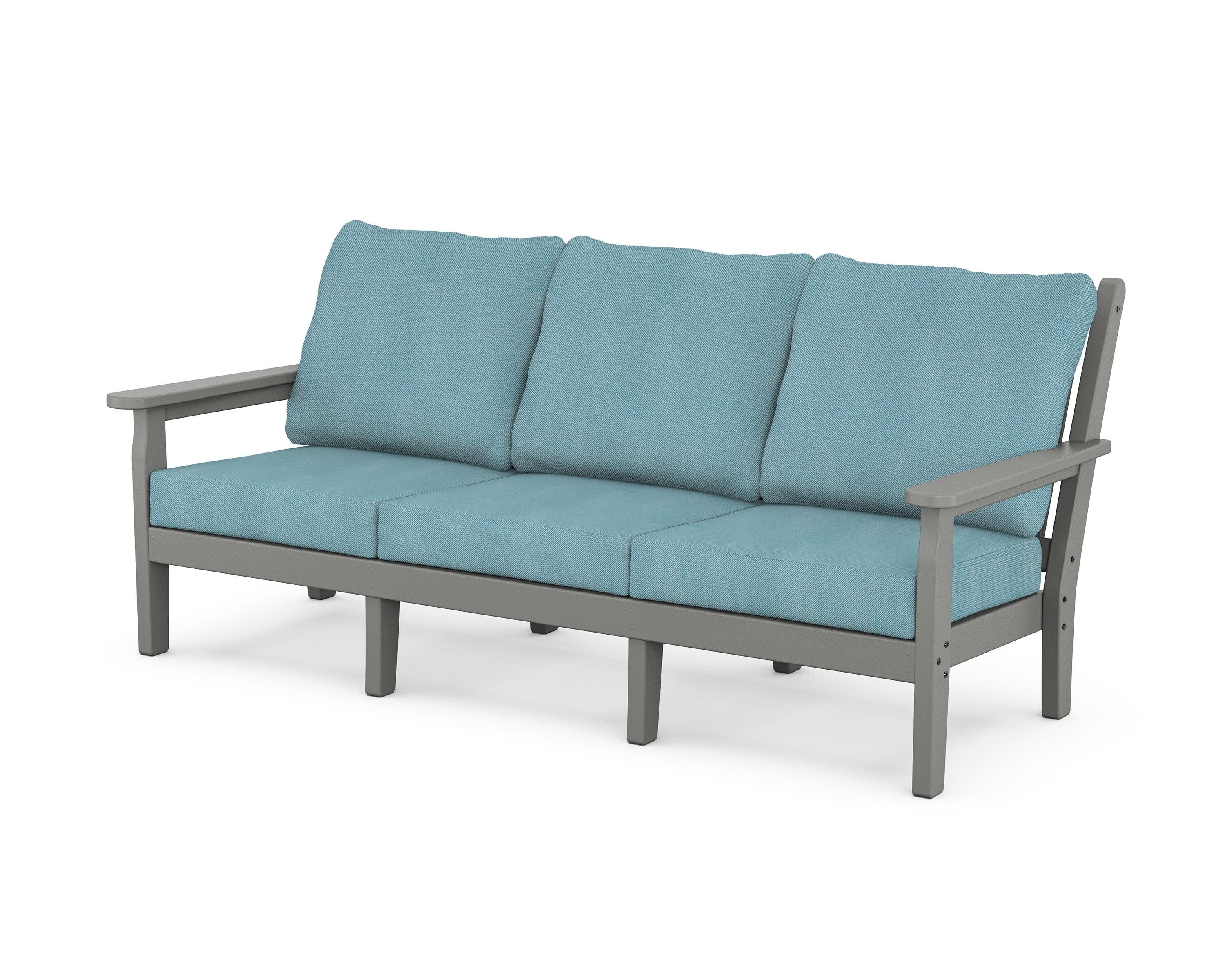 Chippendale Deep Seating Sofa in Slate Grey / Lattice Sky Blue