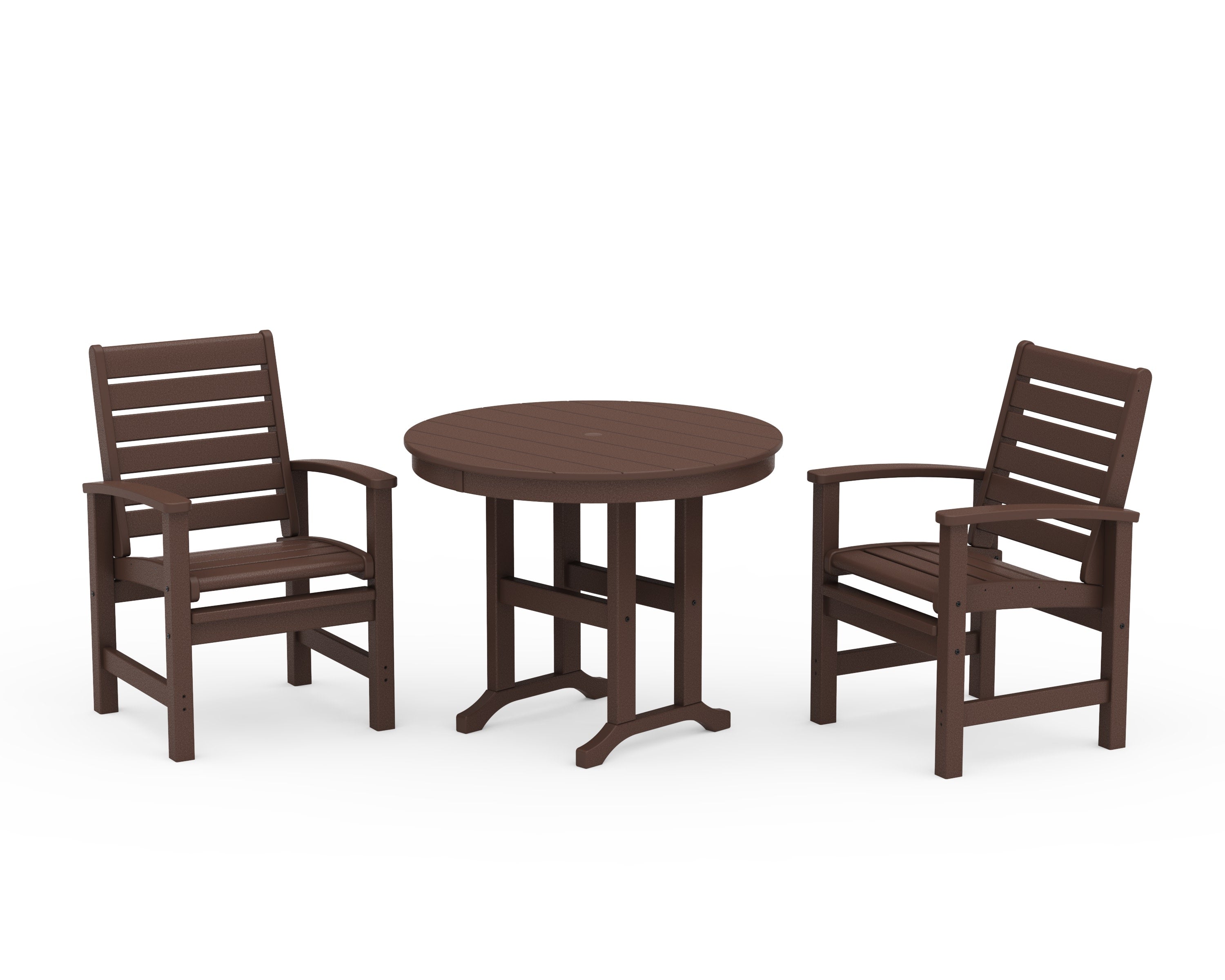 Signature 3-Piece Round Farmhouse Dining Set in Mahogany