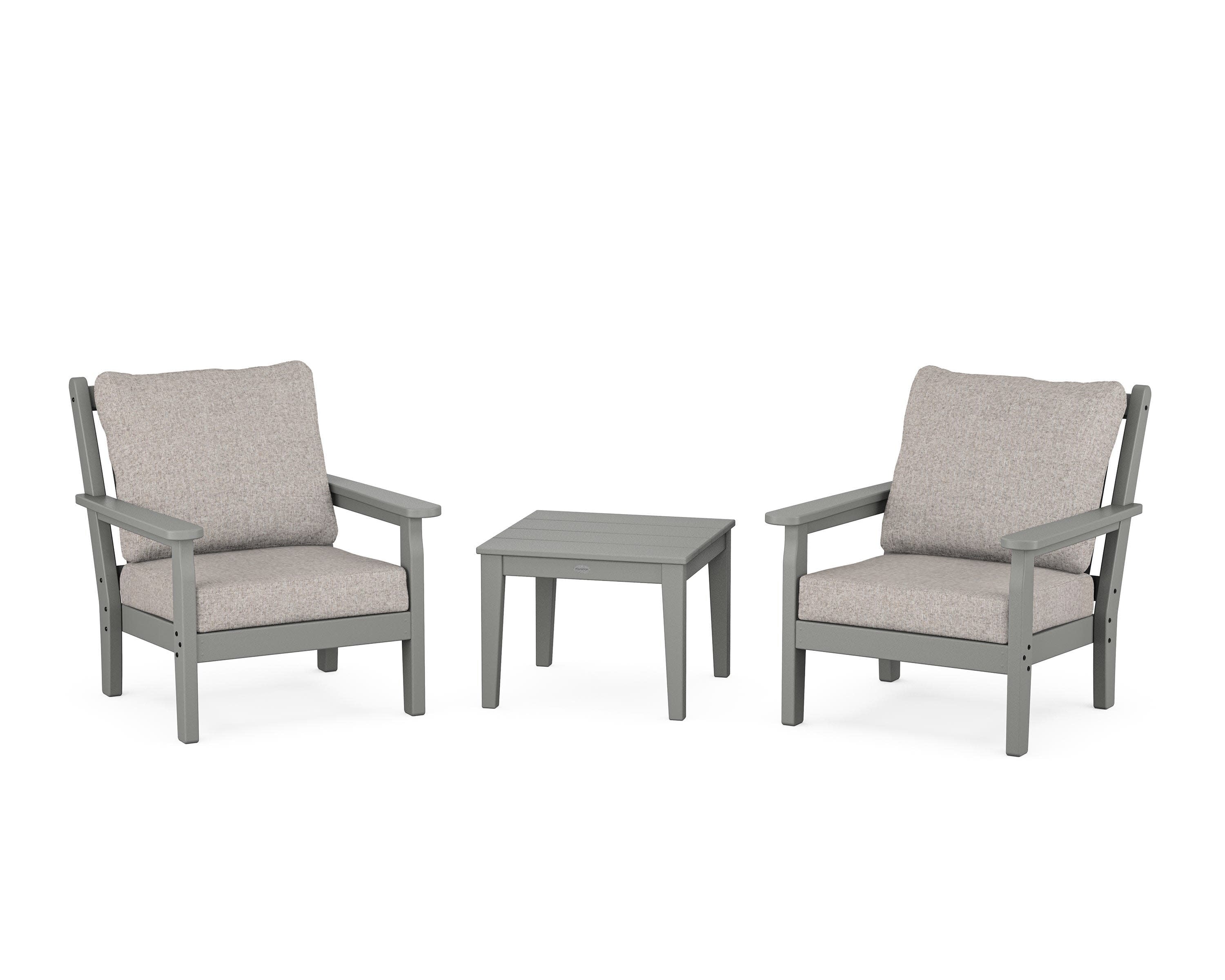 Chippendale 3-Piece Deep Seating Set in Slate Grey / Weathered Tweed