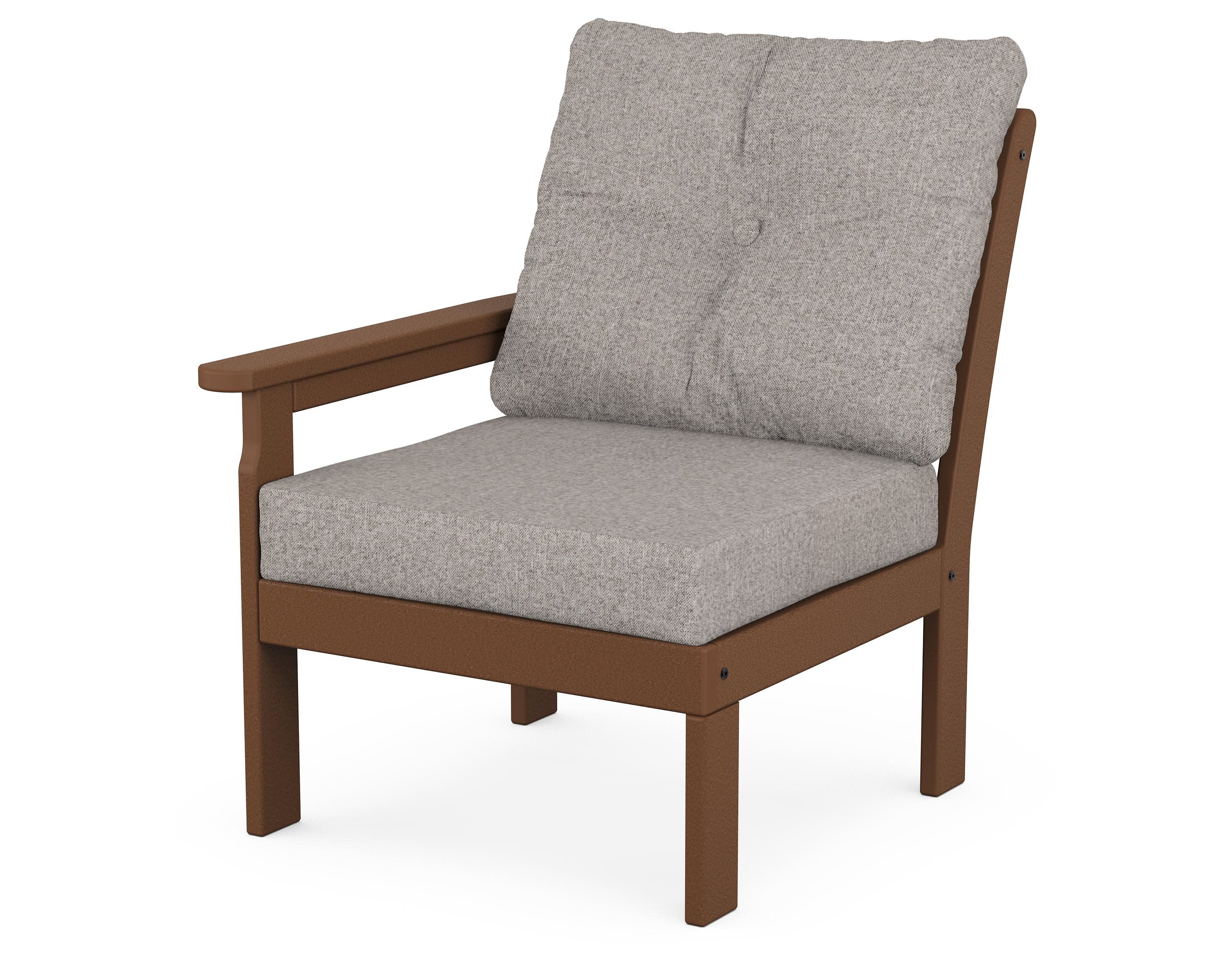 Vineyard Modular Left Arm Chair in Teak / Weathered Tweed