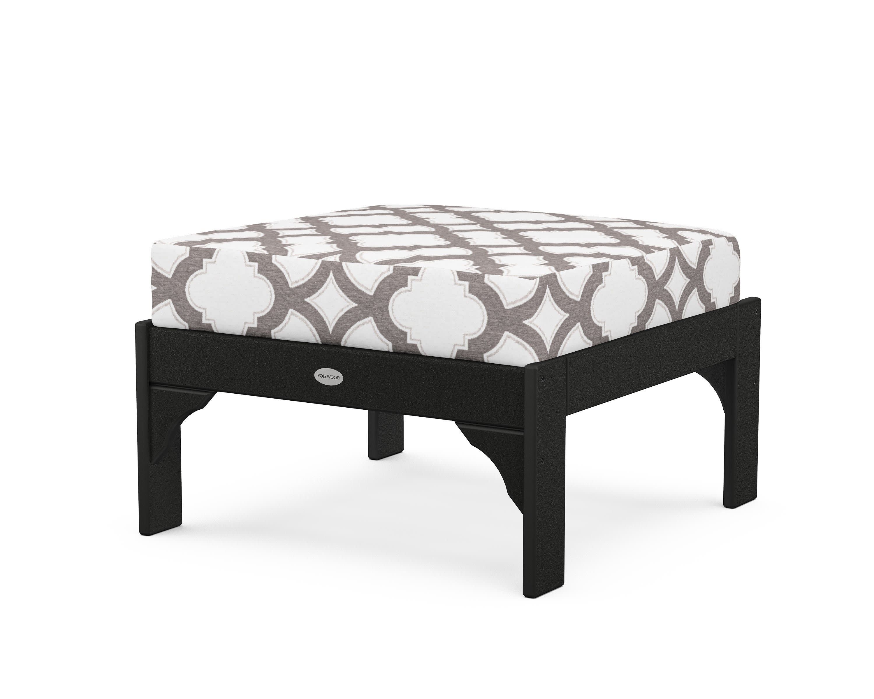 Vineyard Deep Seating Ottoman in Black / Trellis Grey Mist