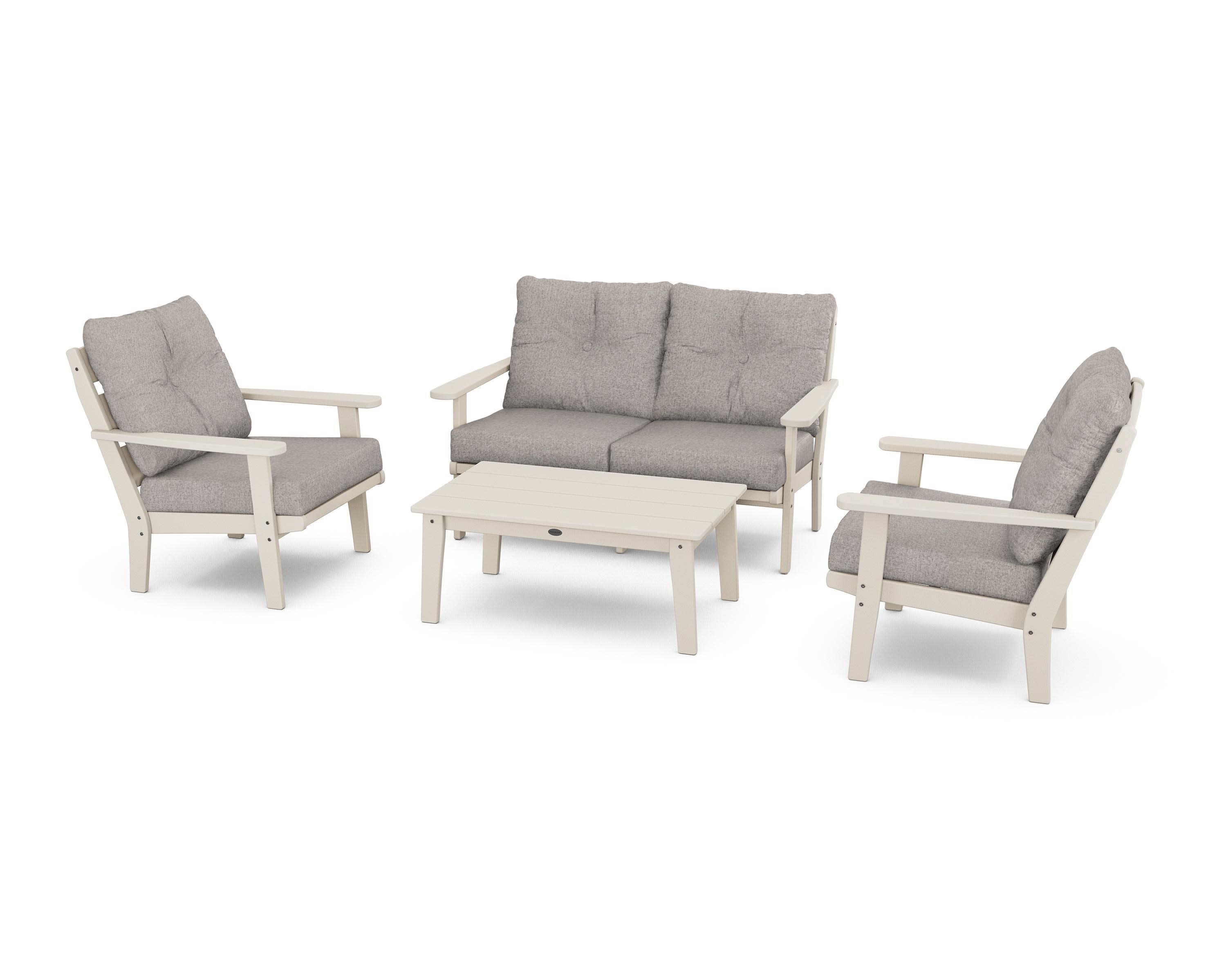 Lakeside 4-Piece Deep Seating Set in Sand / Weathered Tweed