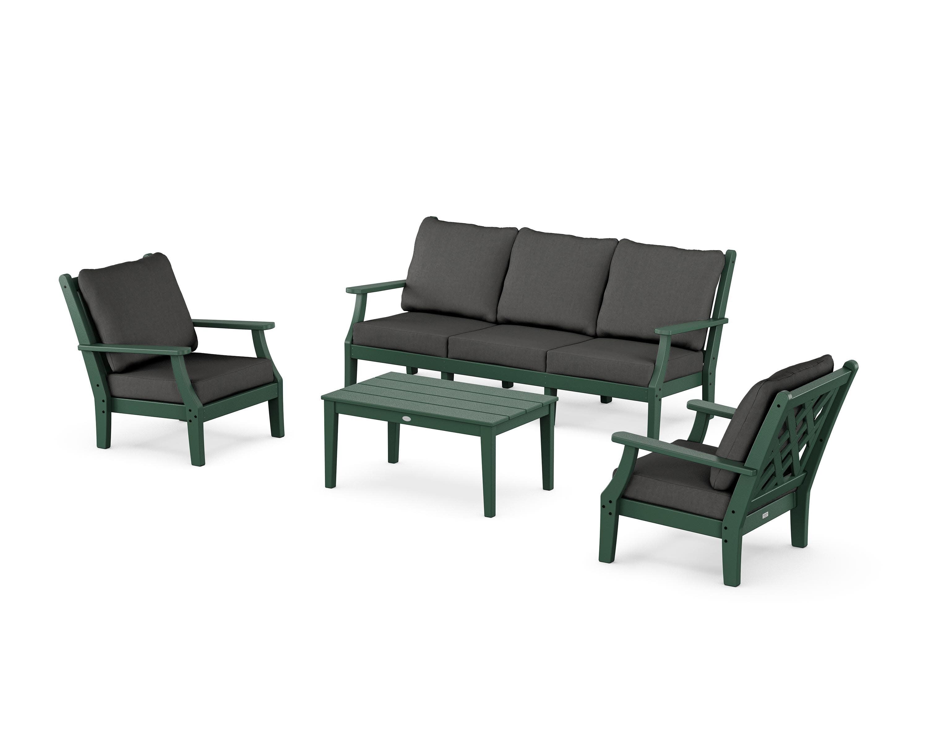 Wovendale 4-Piece Deep Seating Set with Sofa in Green / Spectrum Carbon