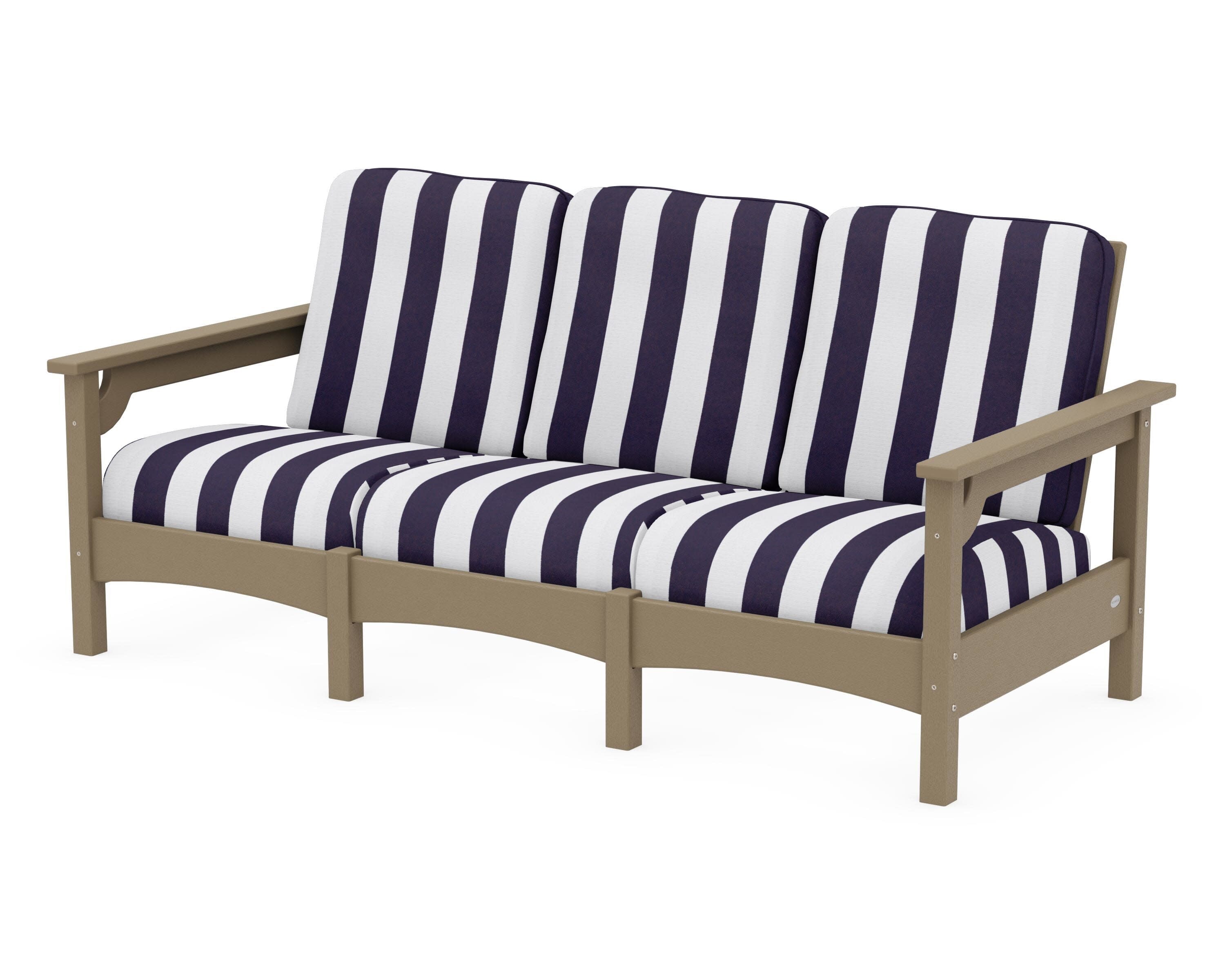 Club Sofa in Vintage Sahara / Cabana Stripe Navy