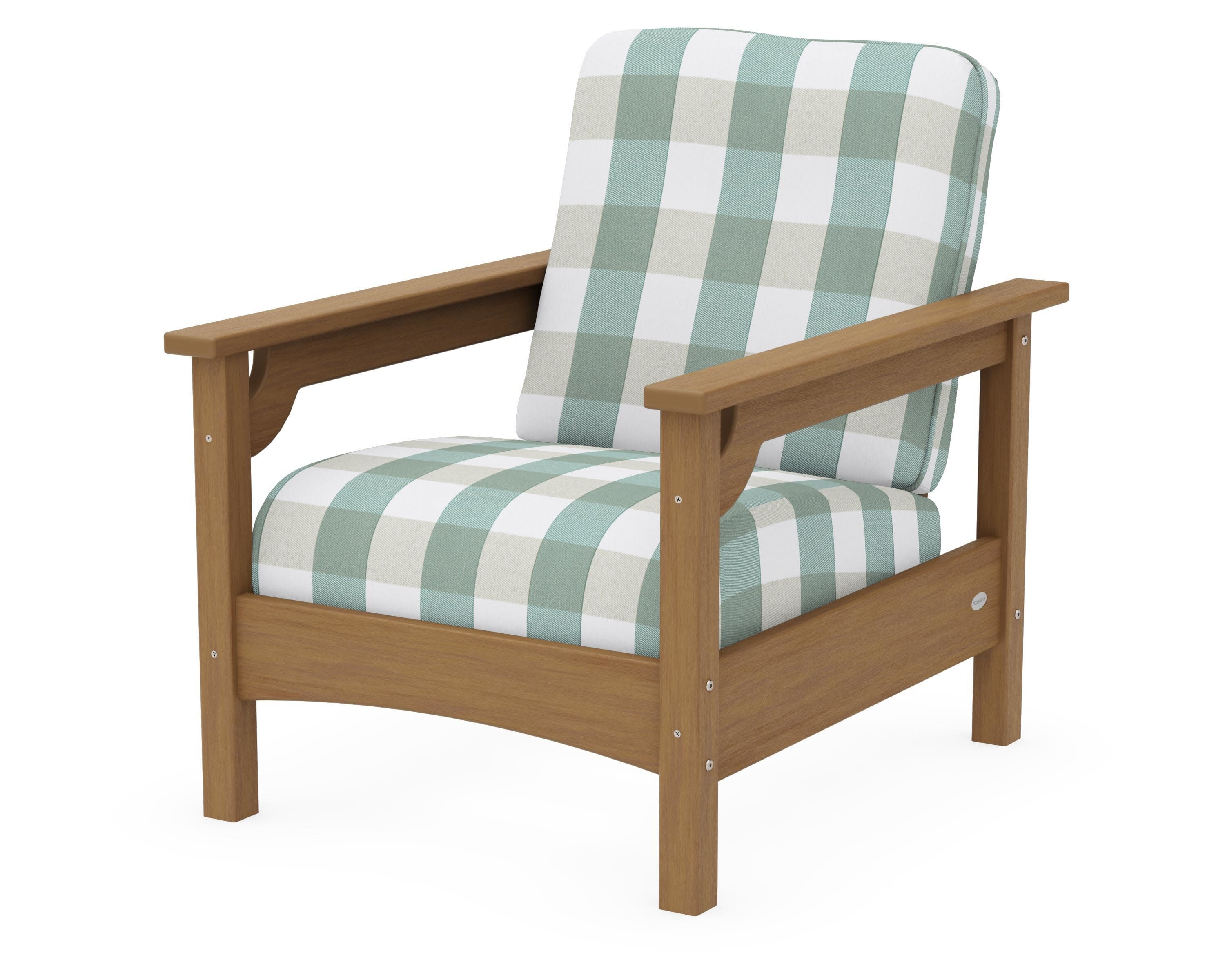 Club Chair in Natural / Buffalo Plaid Glacier Spa