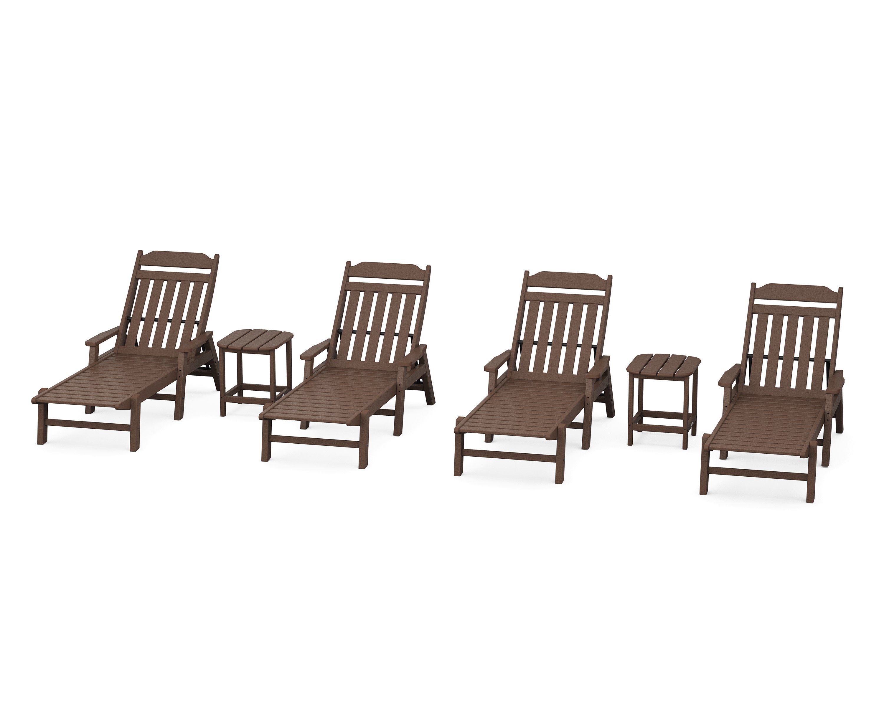 Cottage 6-Piece Chaise Set with Arms in Mahogany