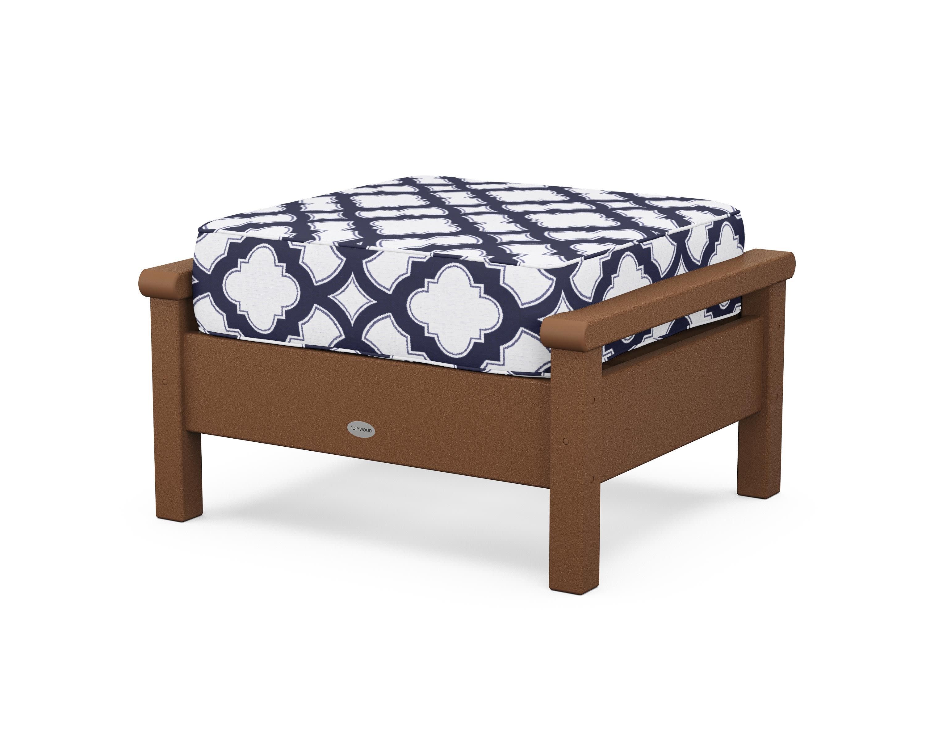 Harbour Deep Seating Ottoman in Teak / Trellis Navy