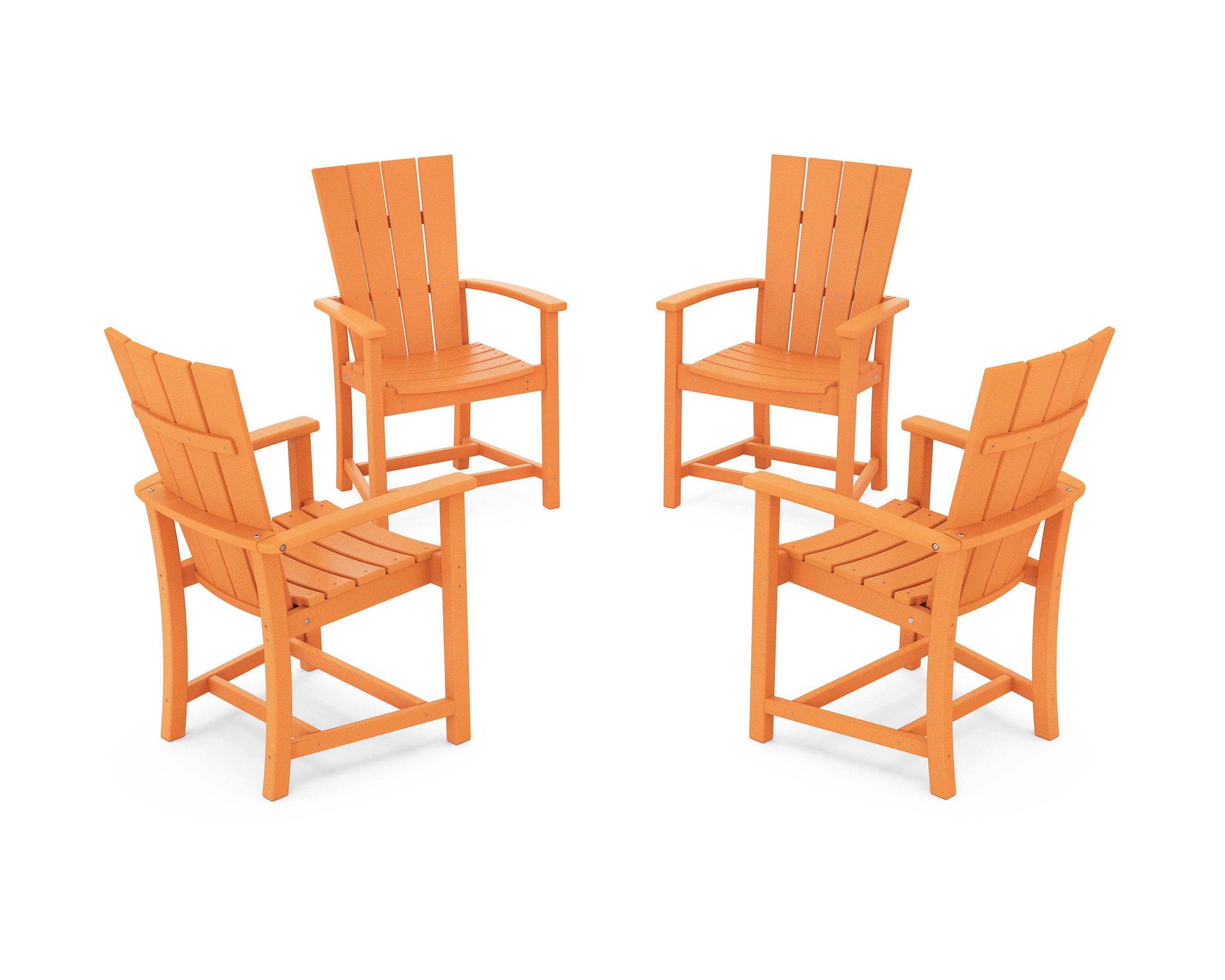 Quattro 4-Piece Upright Adirondack Conversation Set in Tangerine