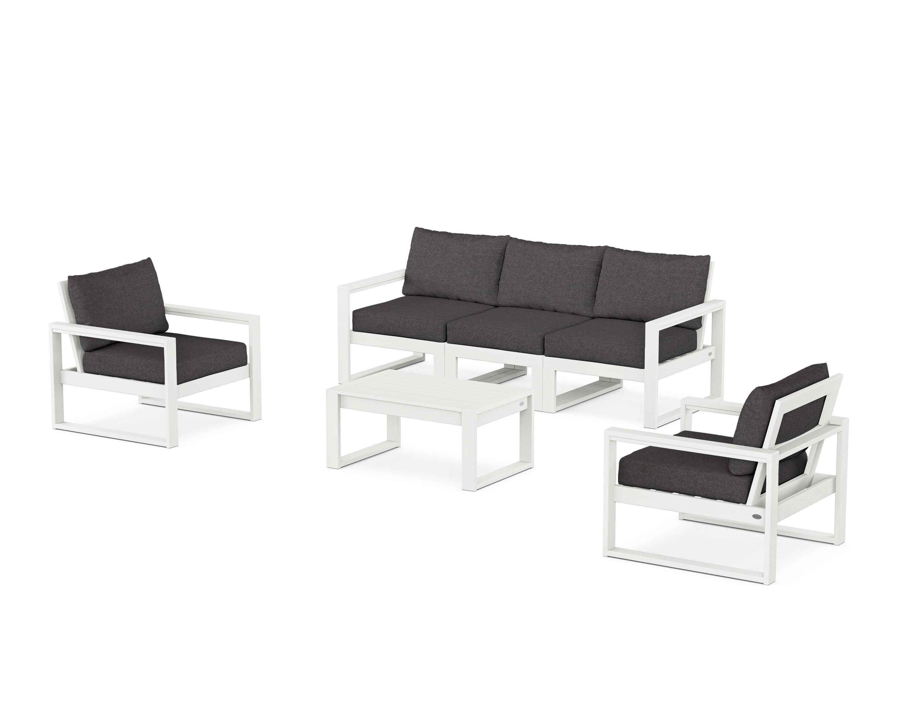 EDGE Sectional 4-Piece Deep Seating Set with Sofa in Vintage White / Ash Charcoal
