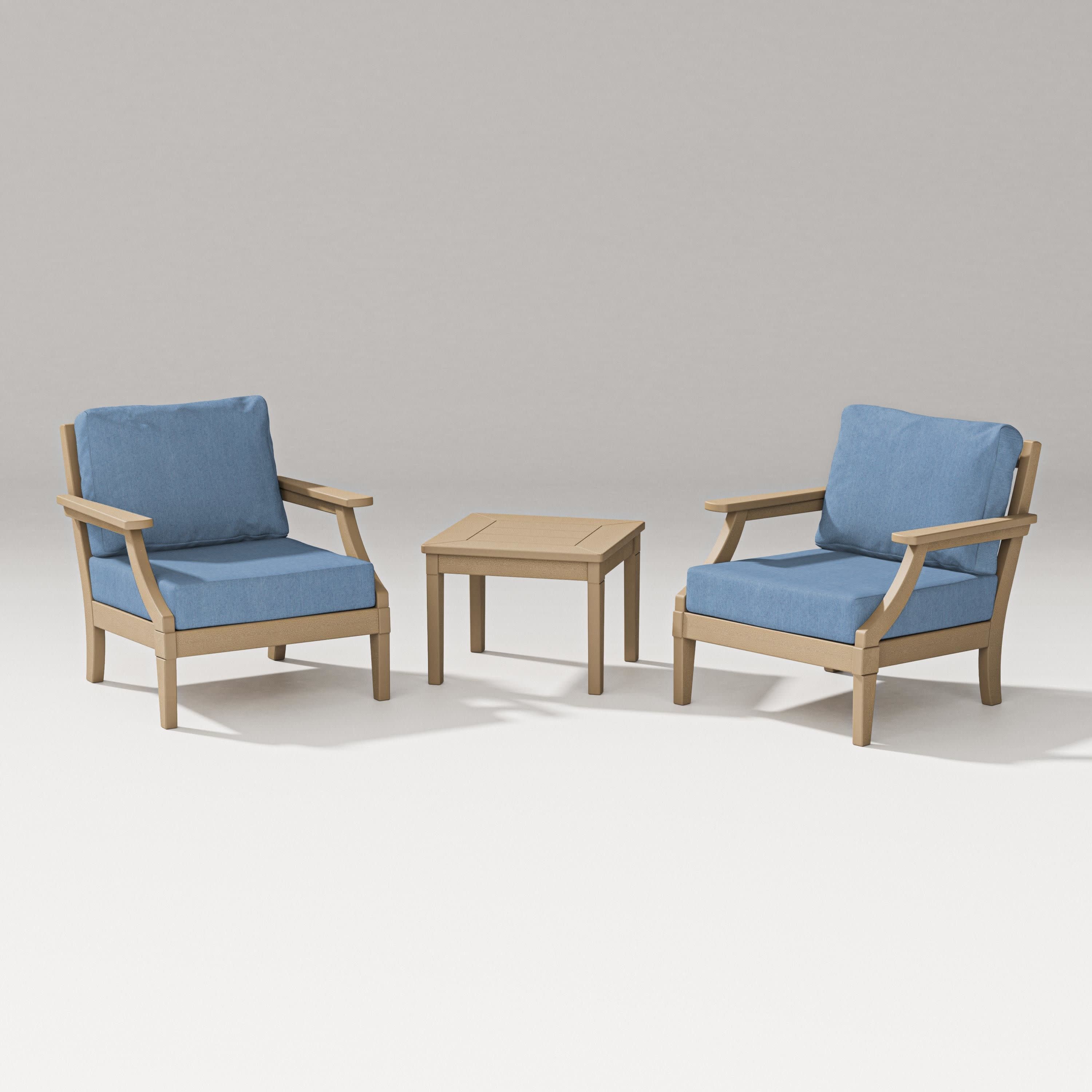 Estate 3-Piece Lounge Chair Set in Vintage Sahara / Sky Blue