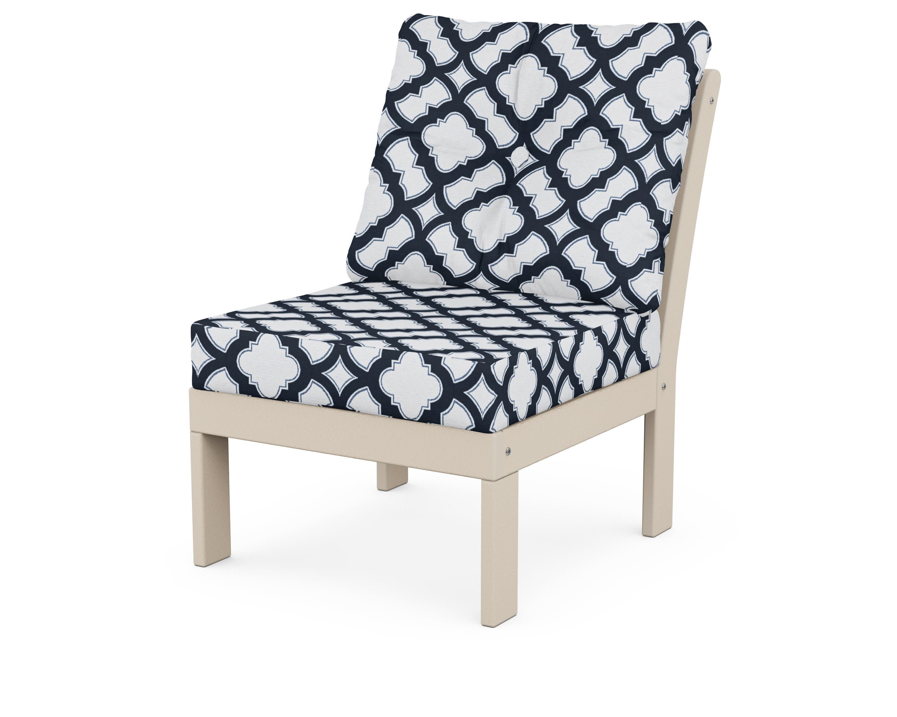 Vineyard Modular Armless Chair in Sand / Trellis Marine Indigo