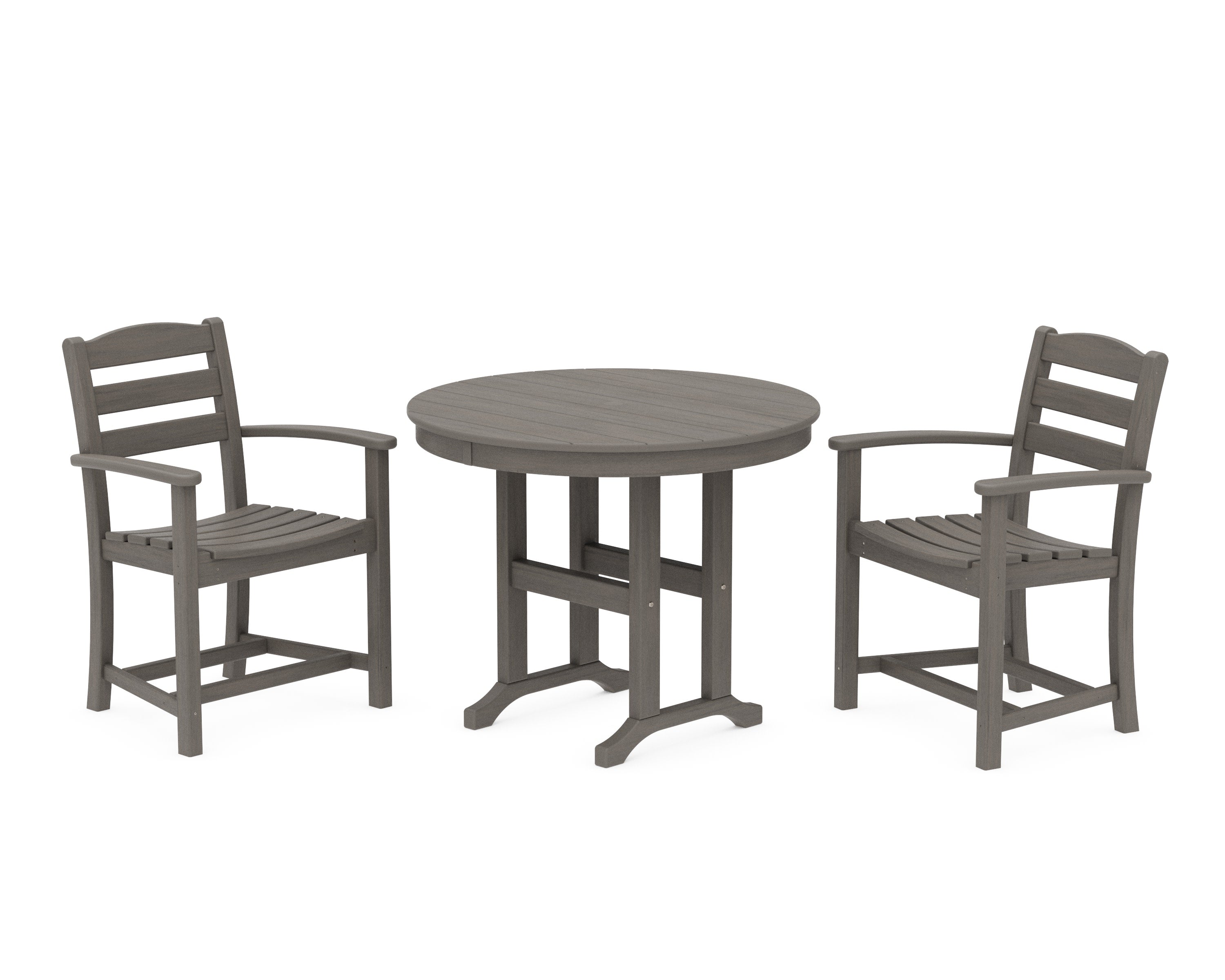 La Casa Caf 3-Piece Round Dining Set in Driftwood
