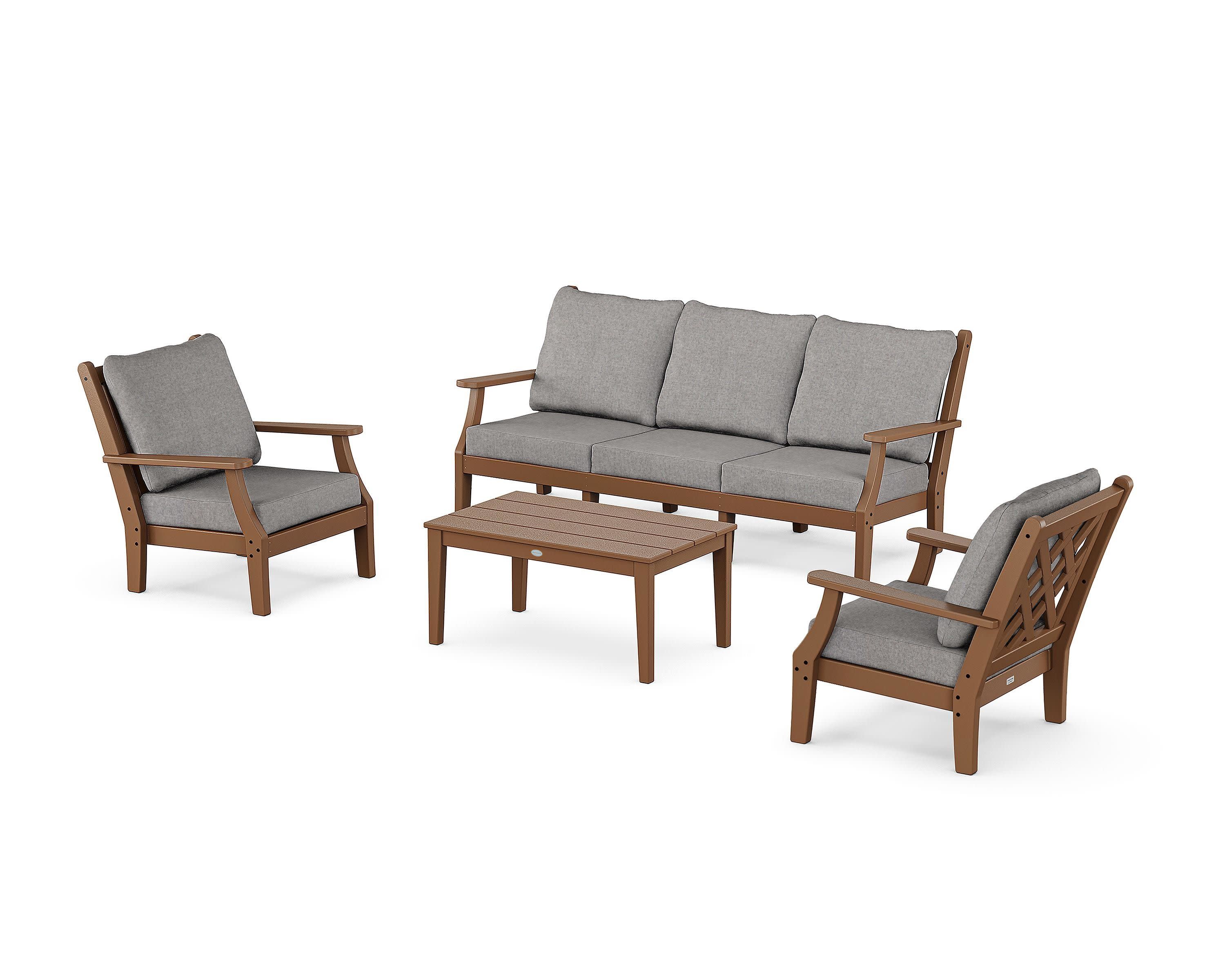 Wovendale 4-Piece Deep Seating Set with Sofa in Teak / Grey Mist