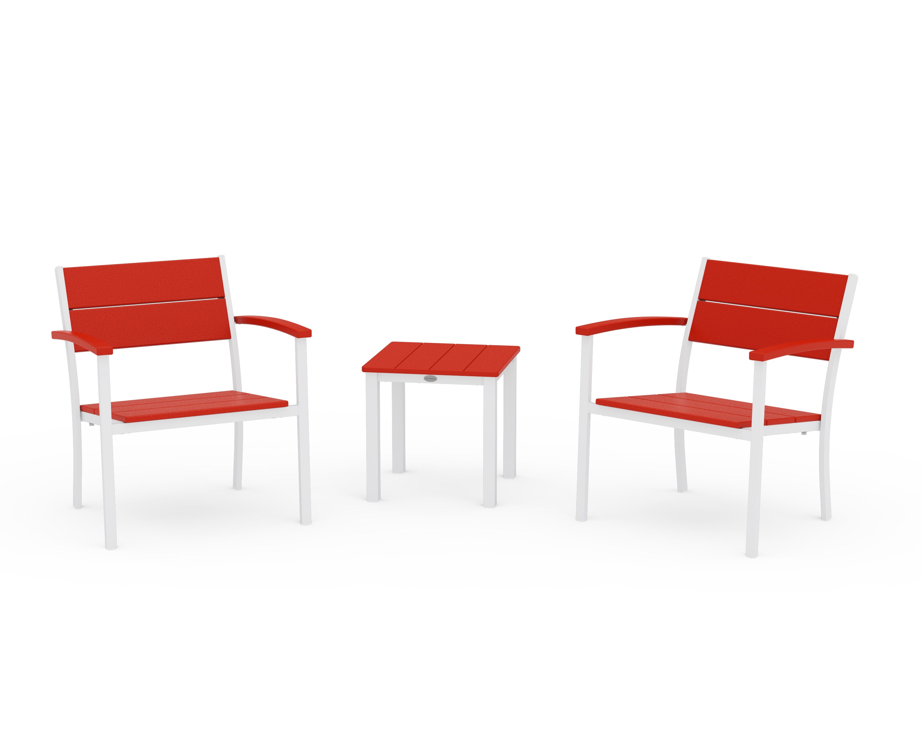 Main Street 3-Piece Lounge Chair Set in White / Sunset Red