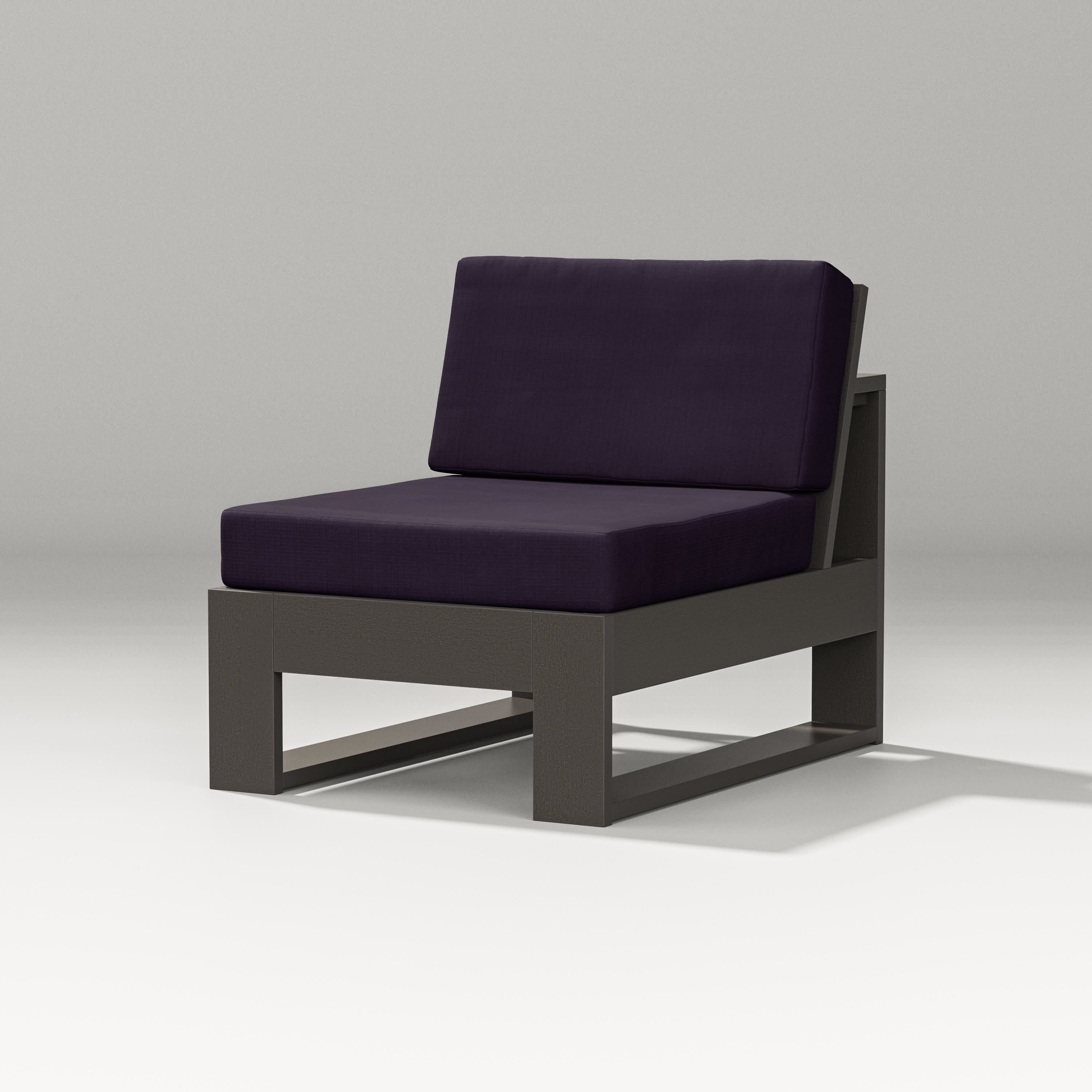Latitude Modular Armless Chair in Vintage Coffee / Navy Linen
