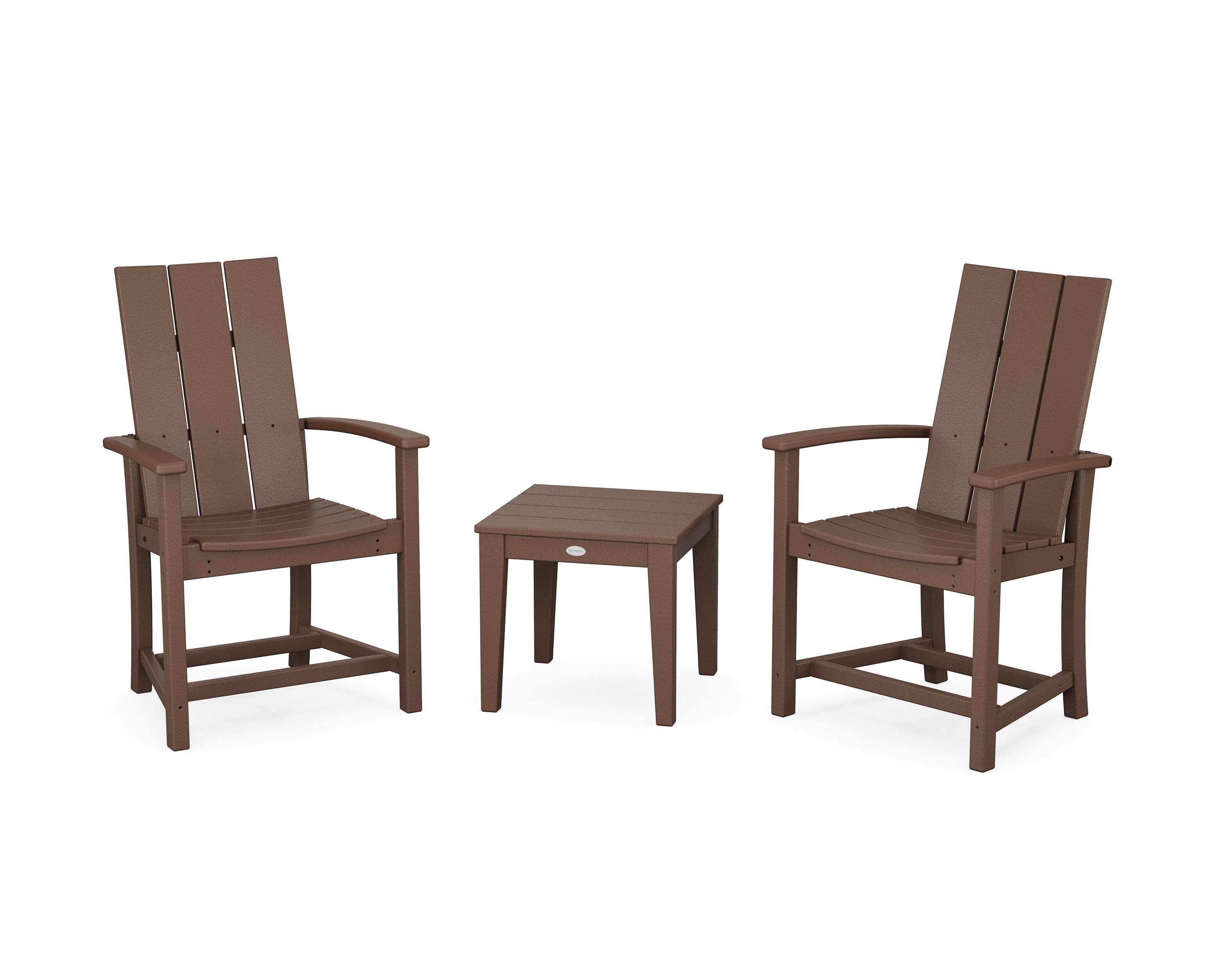 Modern 3-Piece Upright Adirondack Chair Set in Mahogany
