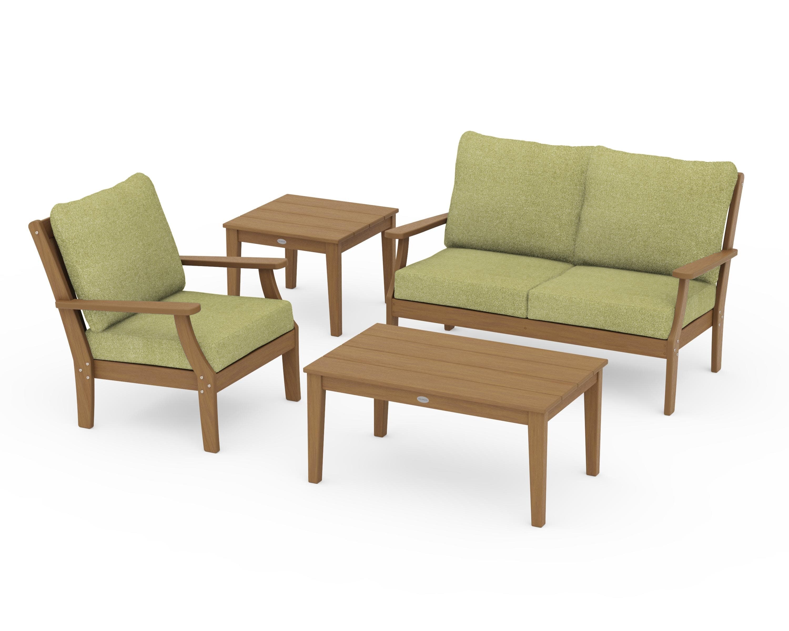 Braxton 4-Piece Deep Seating Set in Natural / Chartreuse Boucle