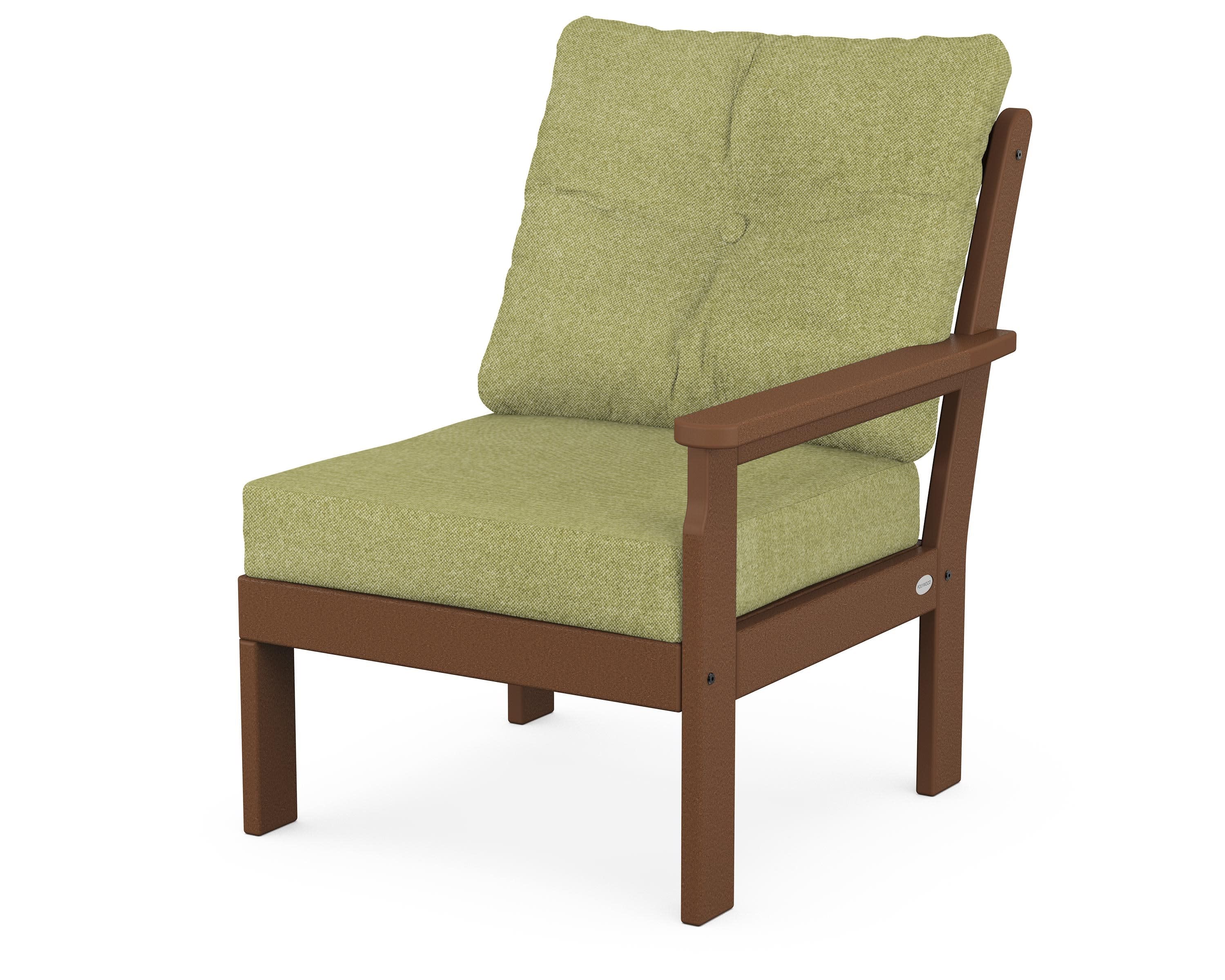 Vineyard Modular Right Arm Chair in Teak / Chartreuse Boucle