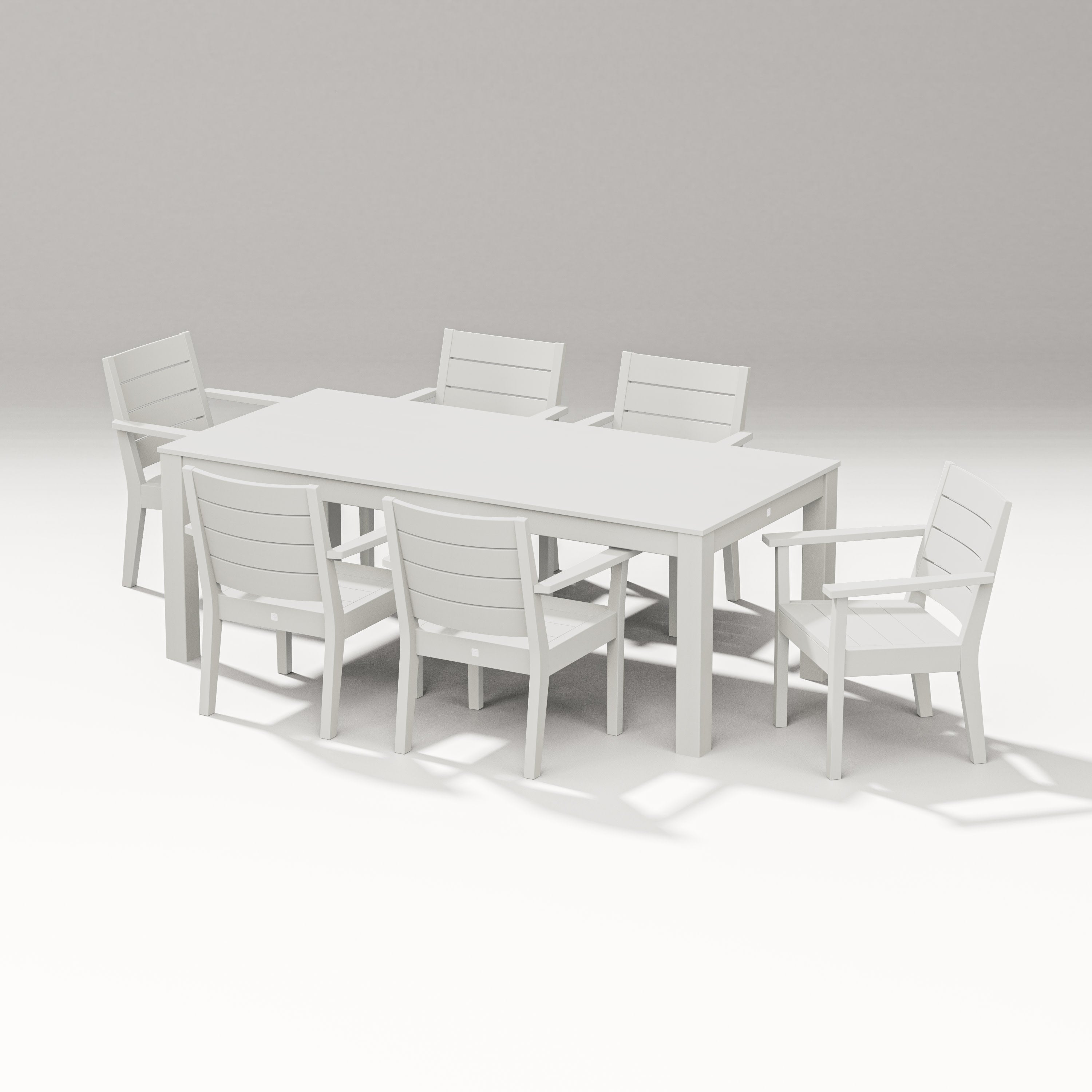 Latitude 7-Piece Arm Chair Dining Set - Parsons 84" in Vintage White