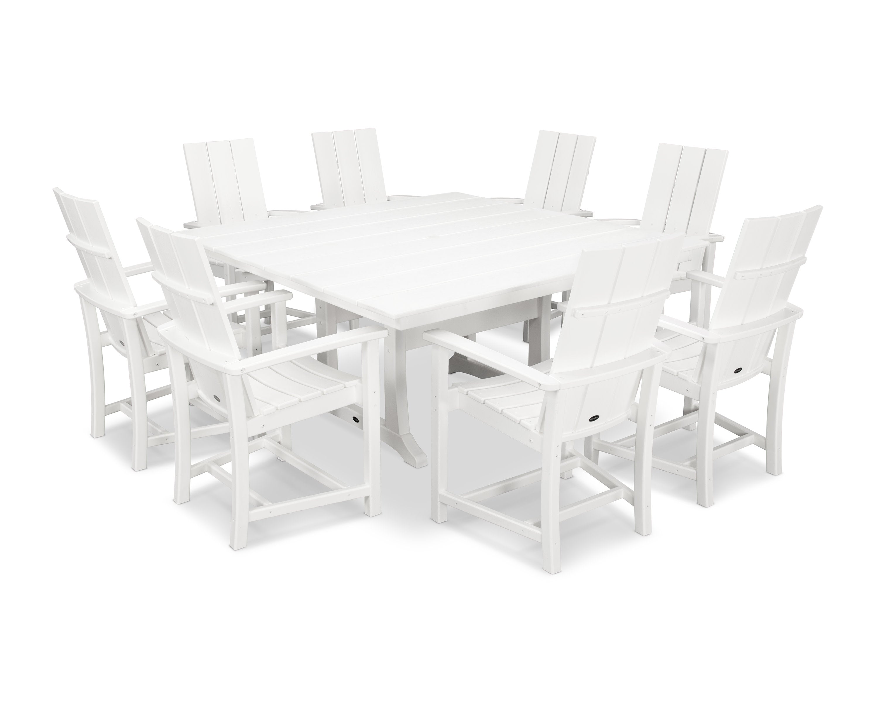 Modern Adirondack 9-Piece Farmhouse Trestle Dining Set in White
