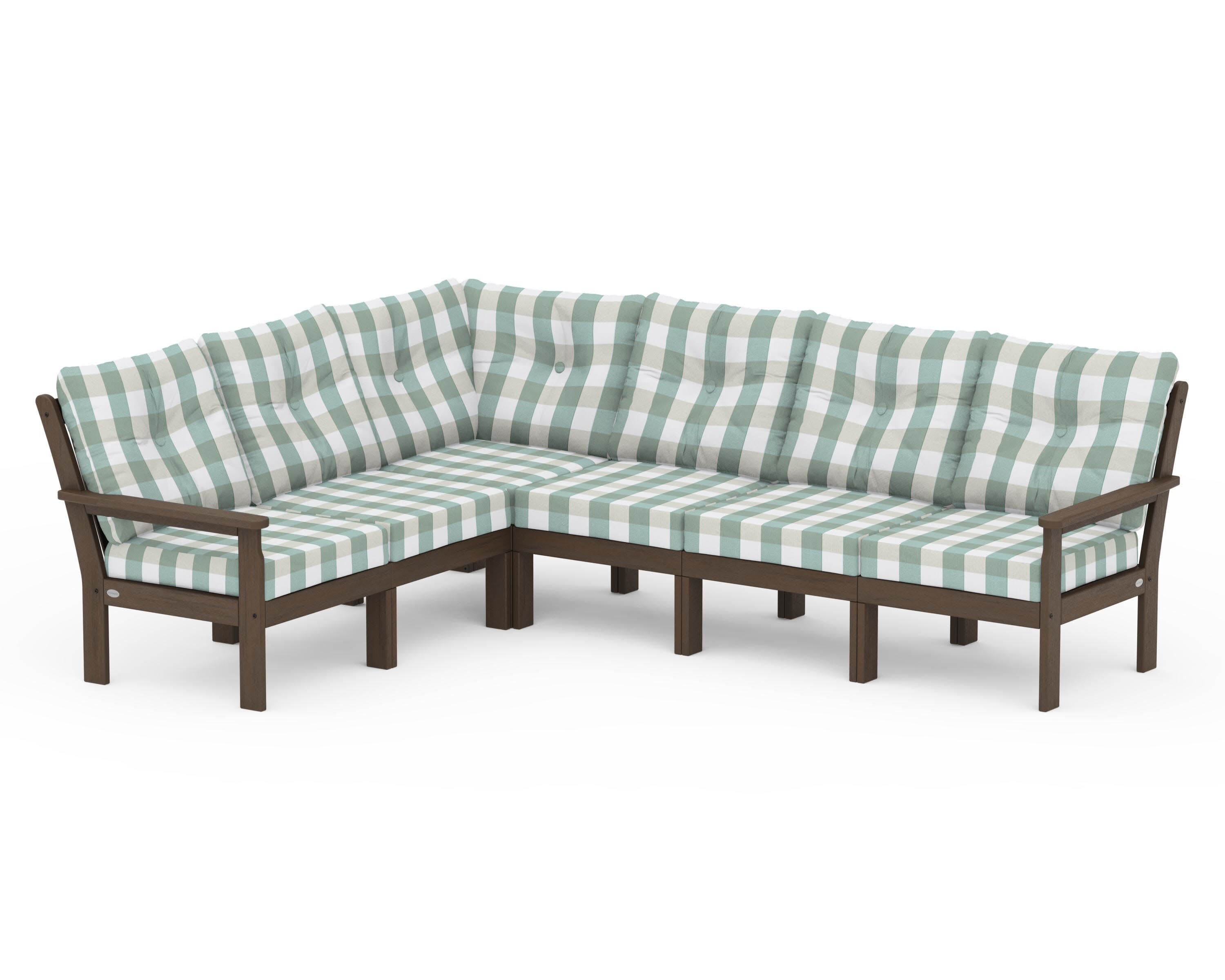 Vineyard 6-Piece Sectional in Kona / Buffalo Plaid Glacier Spa