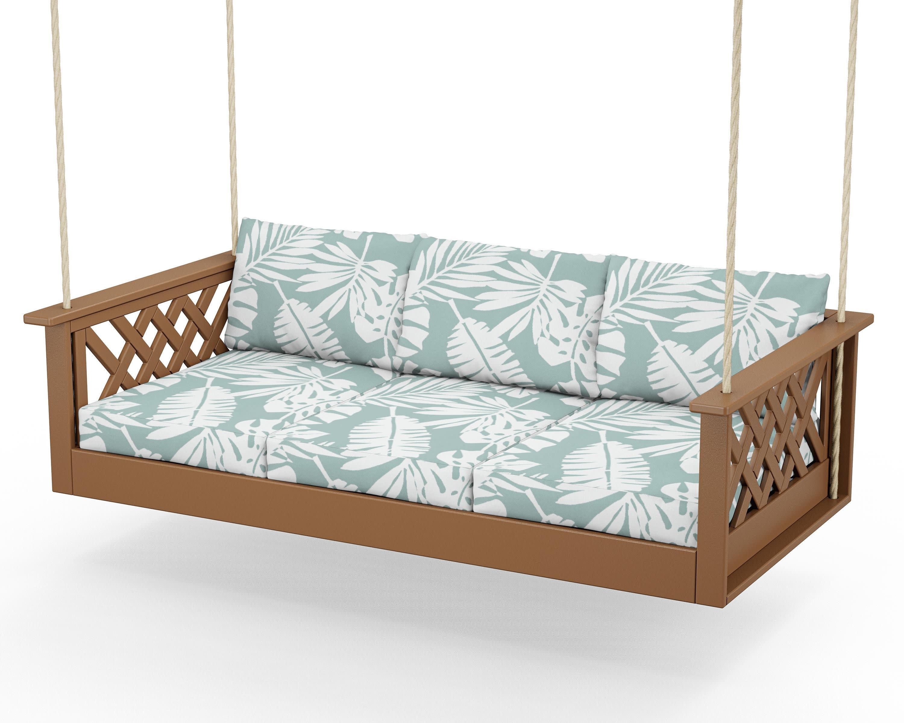 Wovendale Daybed Swing in Teak / Leaf Glacier Spa