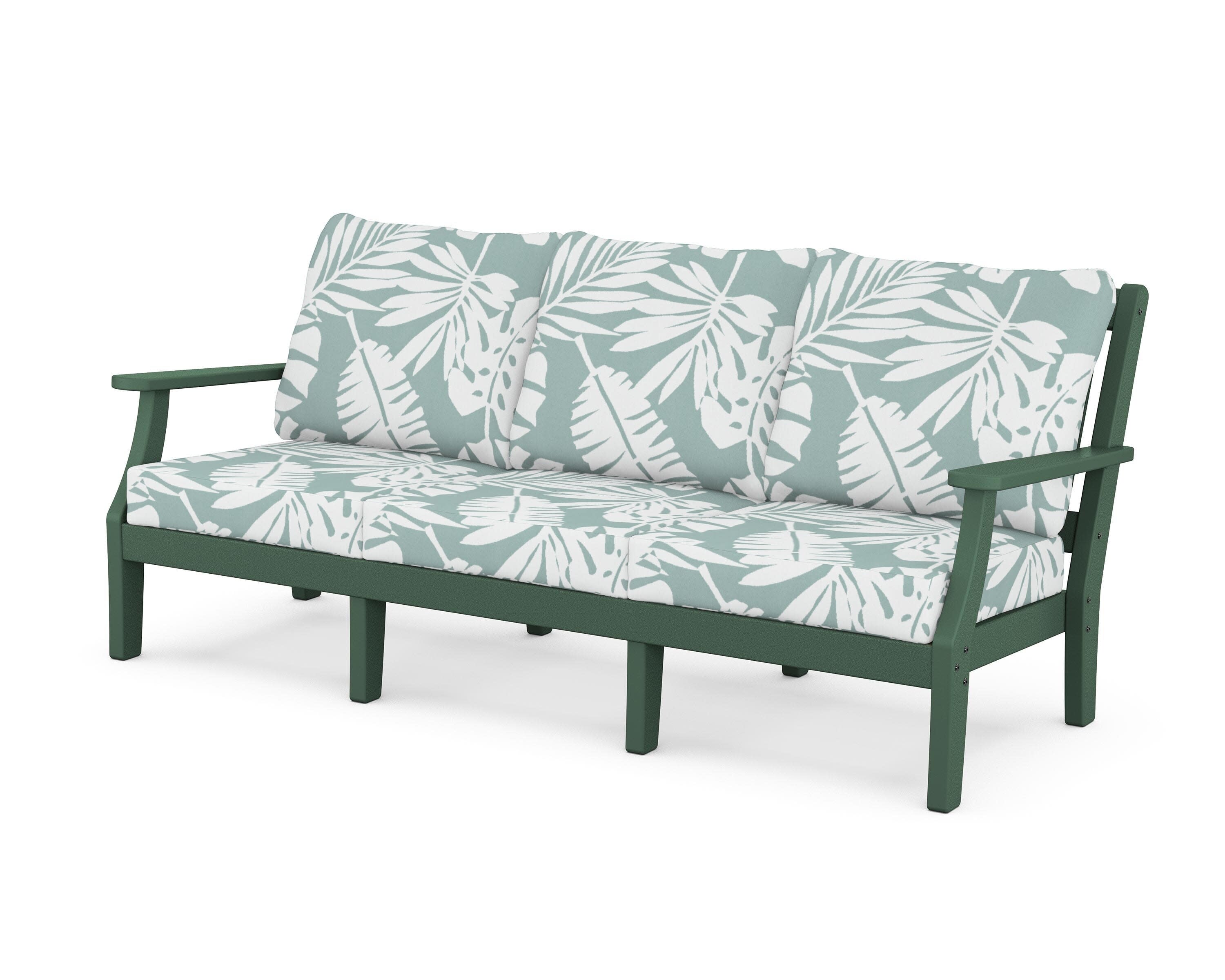 Chinoiserie Deep Seating Sofa in Green / Leaf Glacier Spa