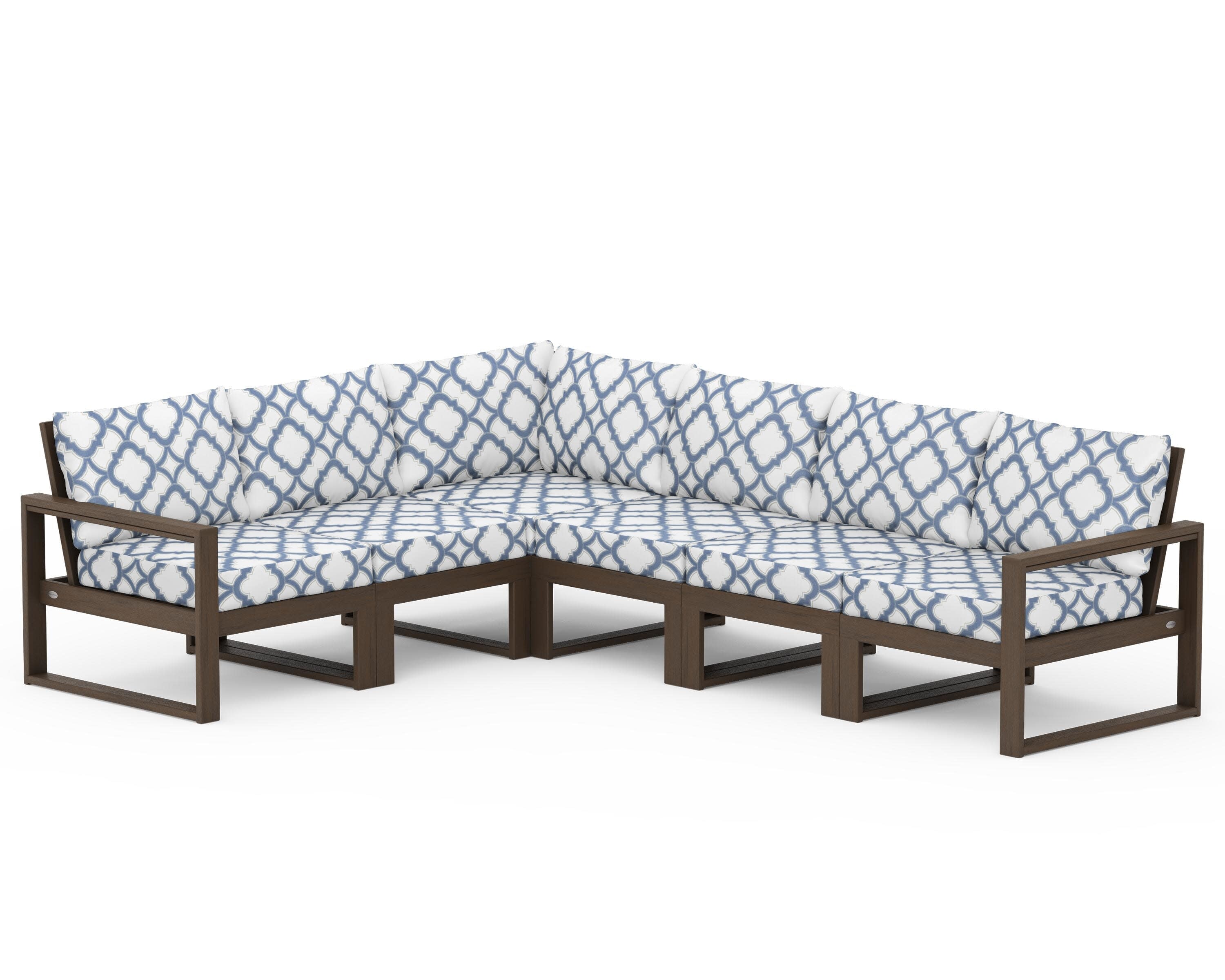 EDGE 6-Piece Modular Deep Seating Set in Kona / Trellis Sky Blue