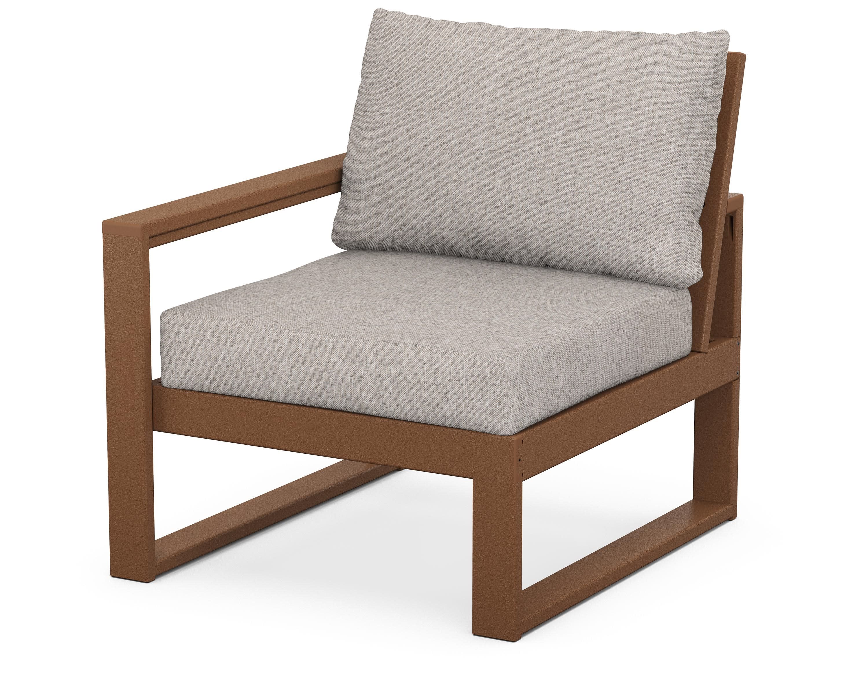 EDGE Modular Left Arm Chair in Teak / Weathered Tweed