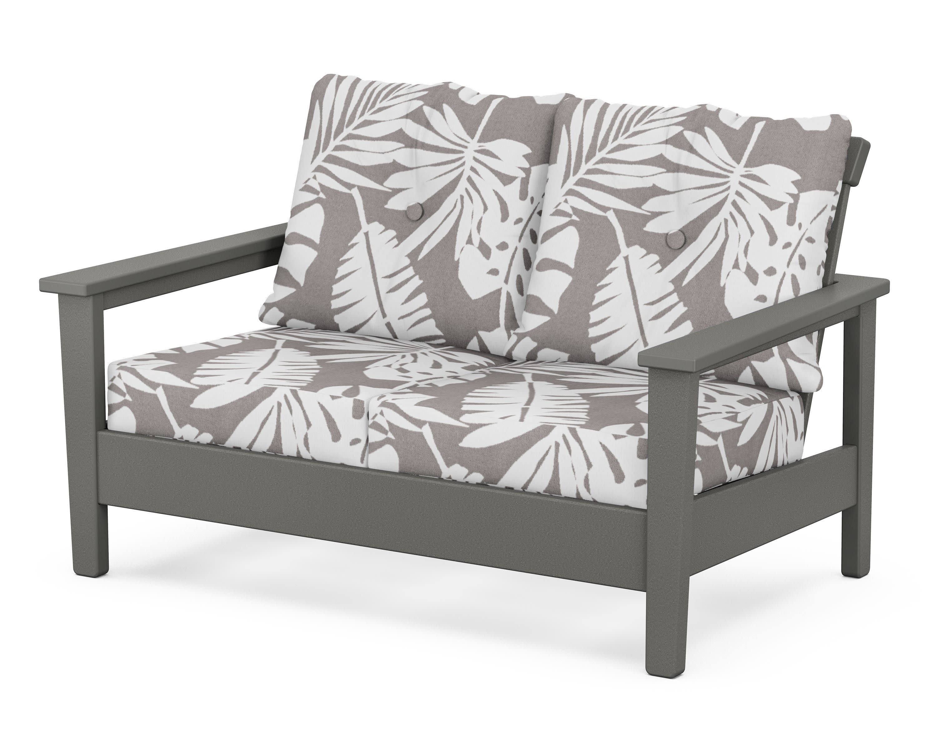 Prescott Deep Seating Loveseat in Slate Grey / Leaf Grey Mist