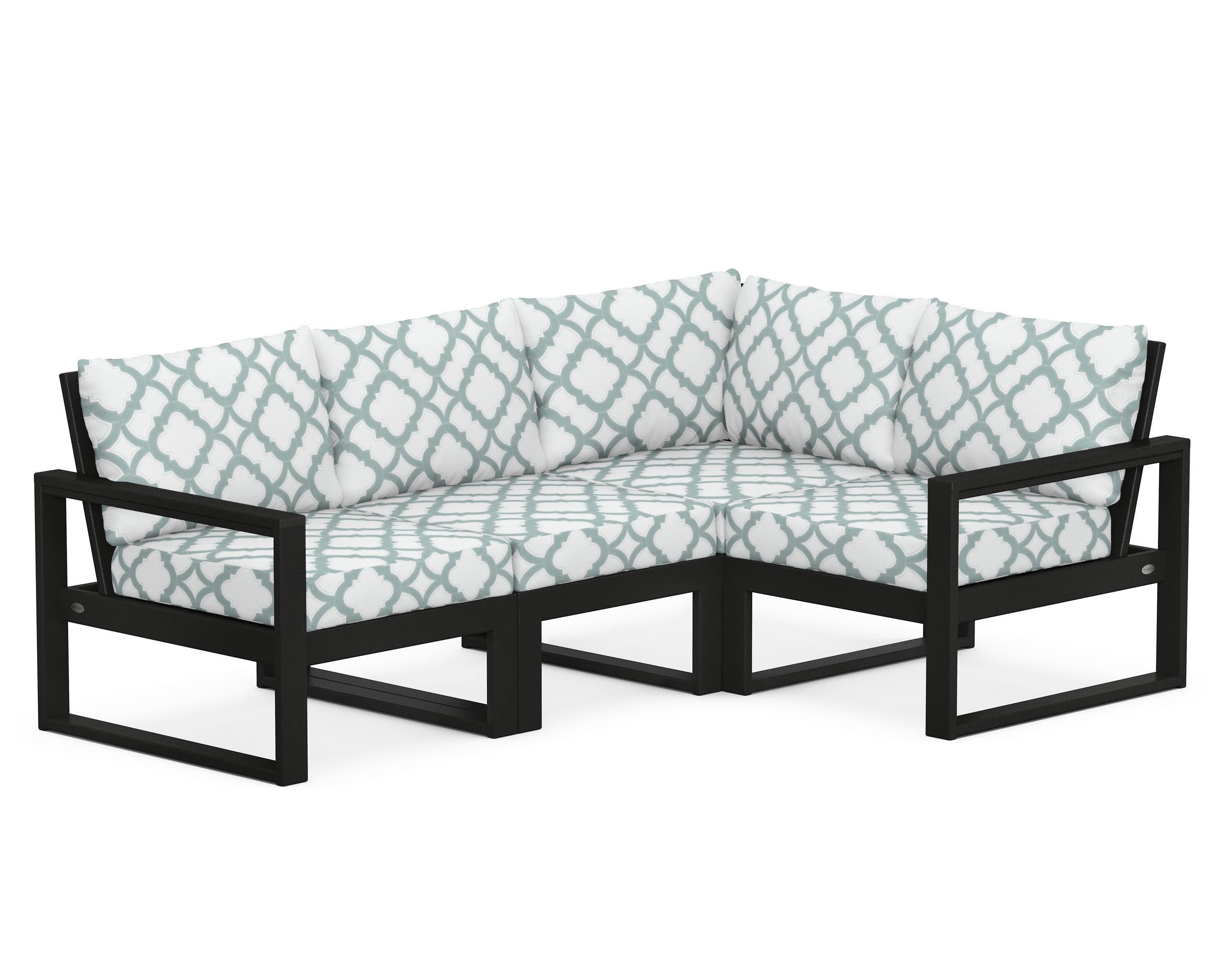 EDGE 4-Piece Modular Deep Seating Set in Black / Trellis Glacier Spa