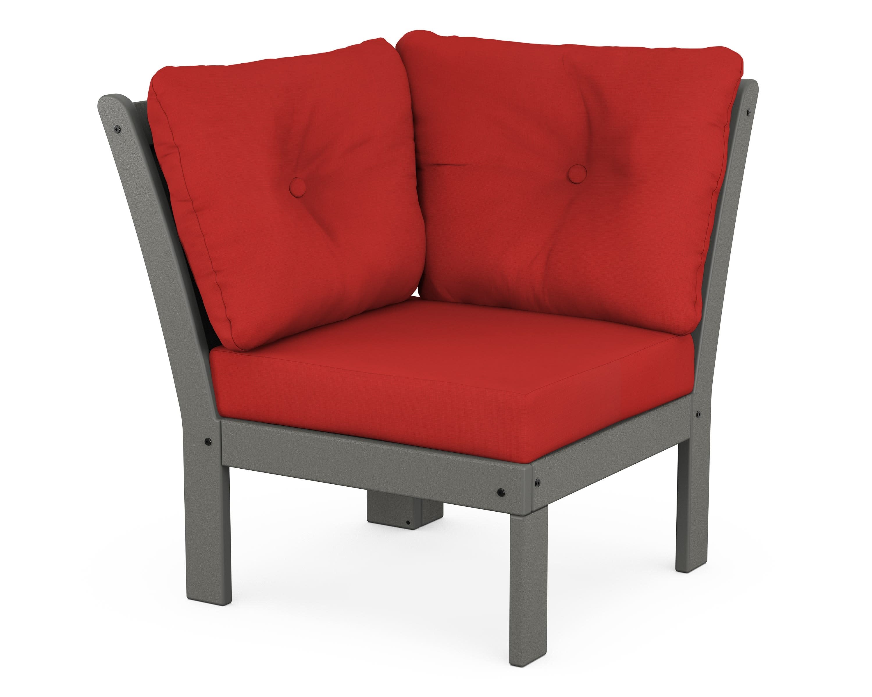 Vineyard Modular Corner Chair in Slate Grey / Crimson Linen