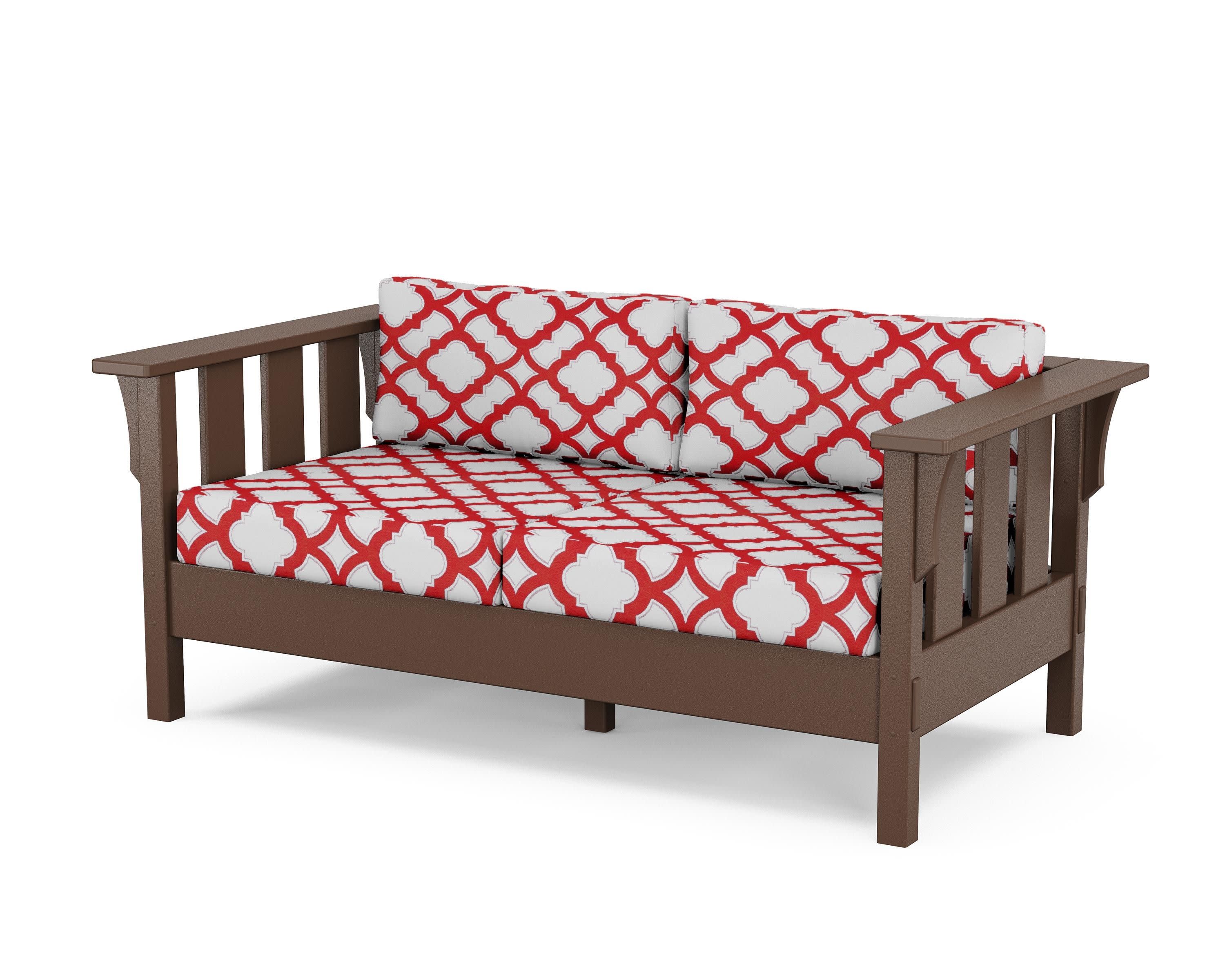 Acadia Deep Seating Loveseat in Mahogany / Trellis Crimson