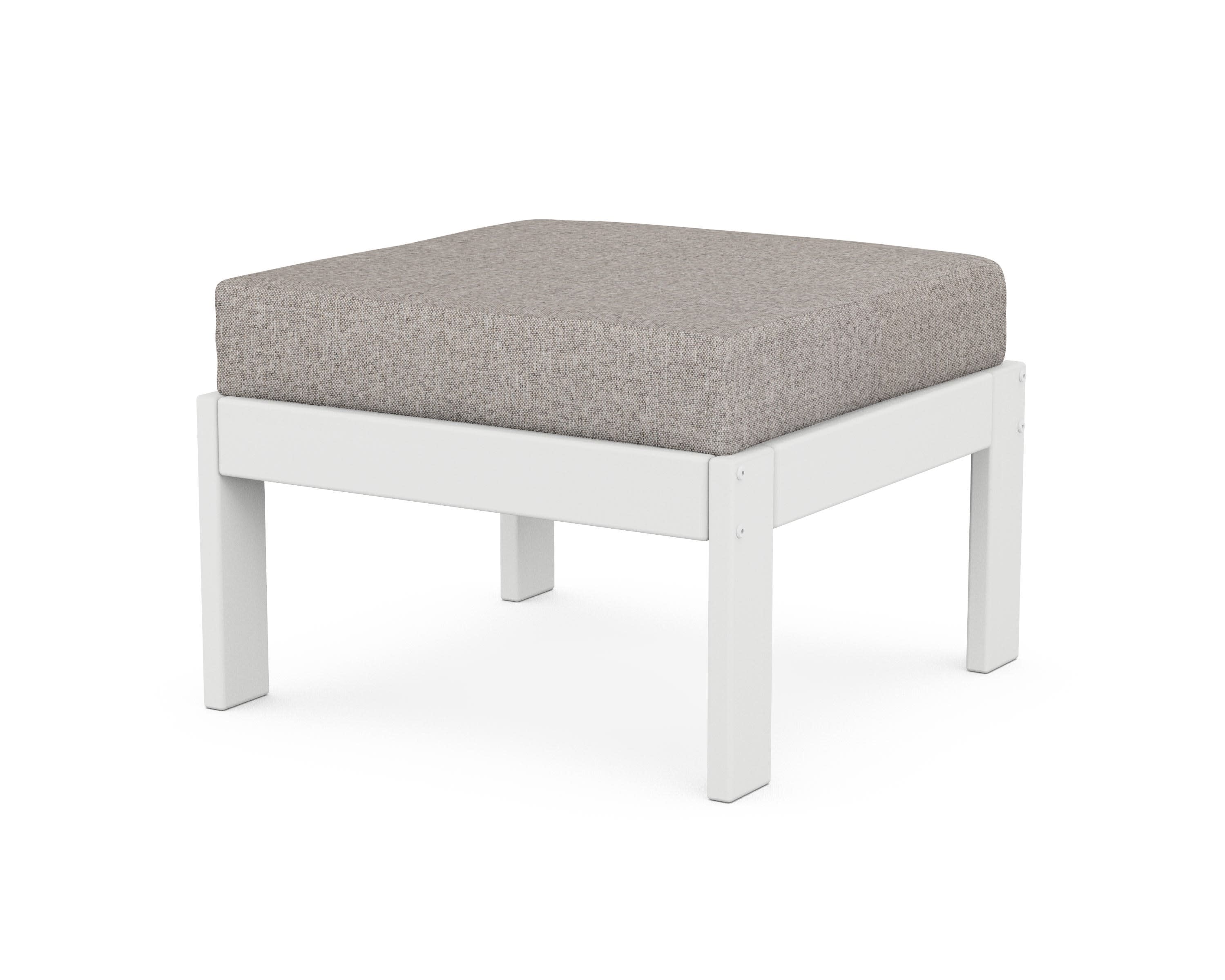 Vineyard Modular Ottoman in White / Weathered Tweed