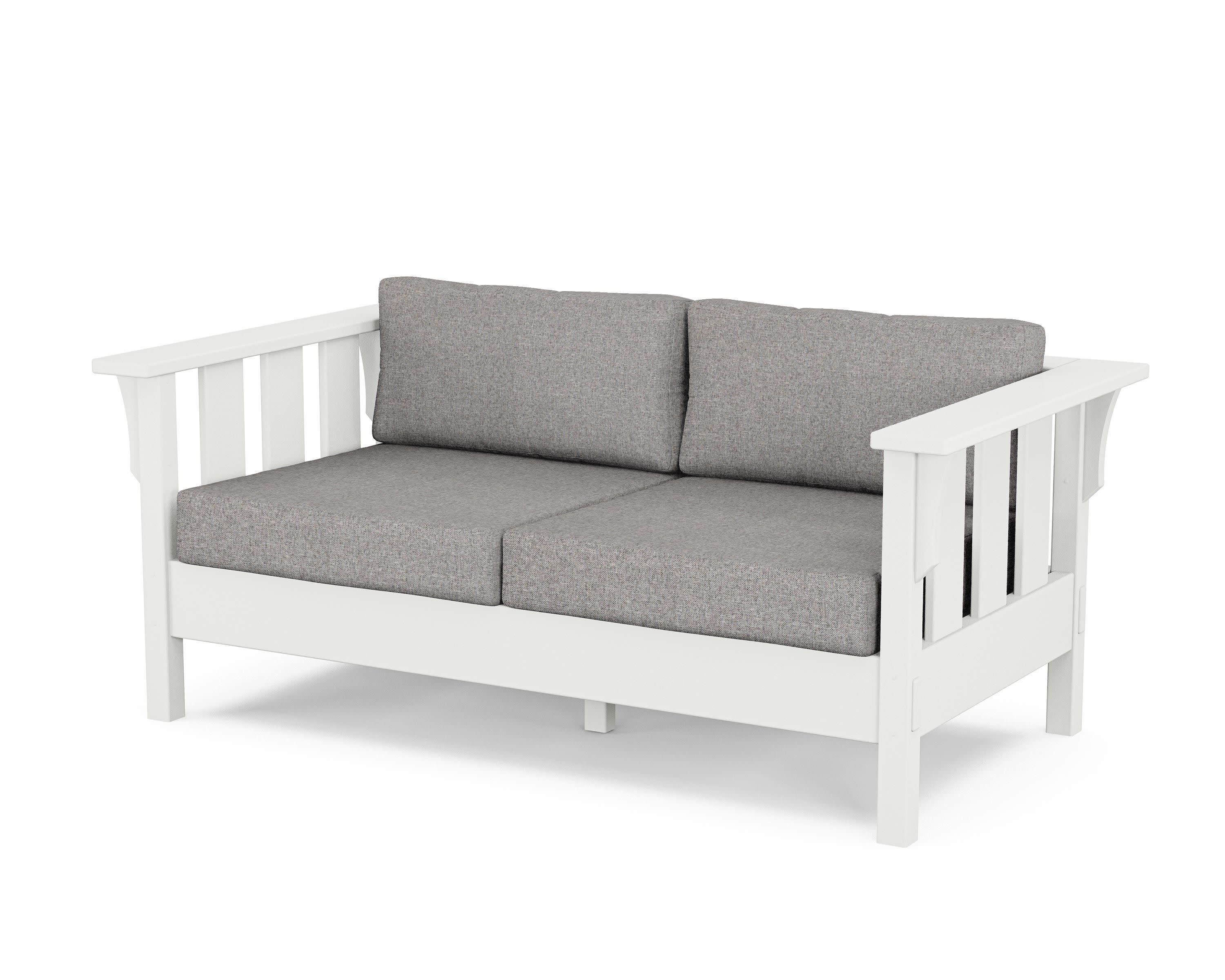 Acadia Deep Seating Loveseat in White / Grey Mist