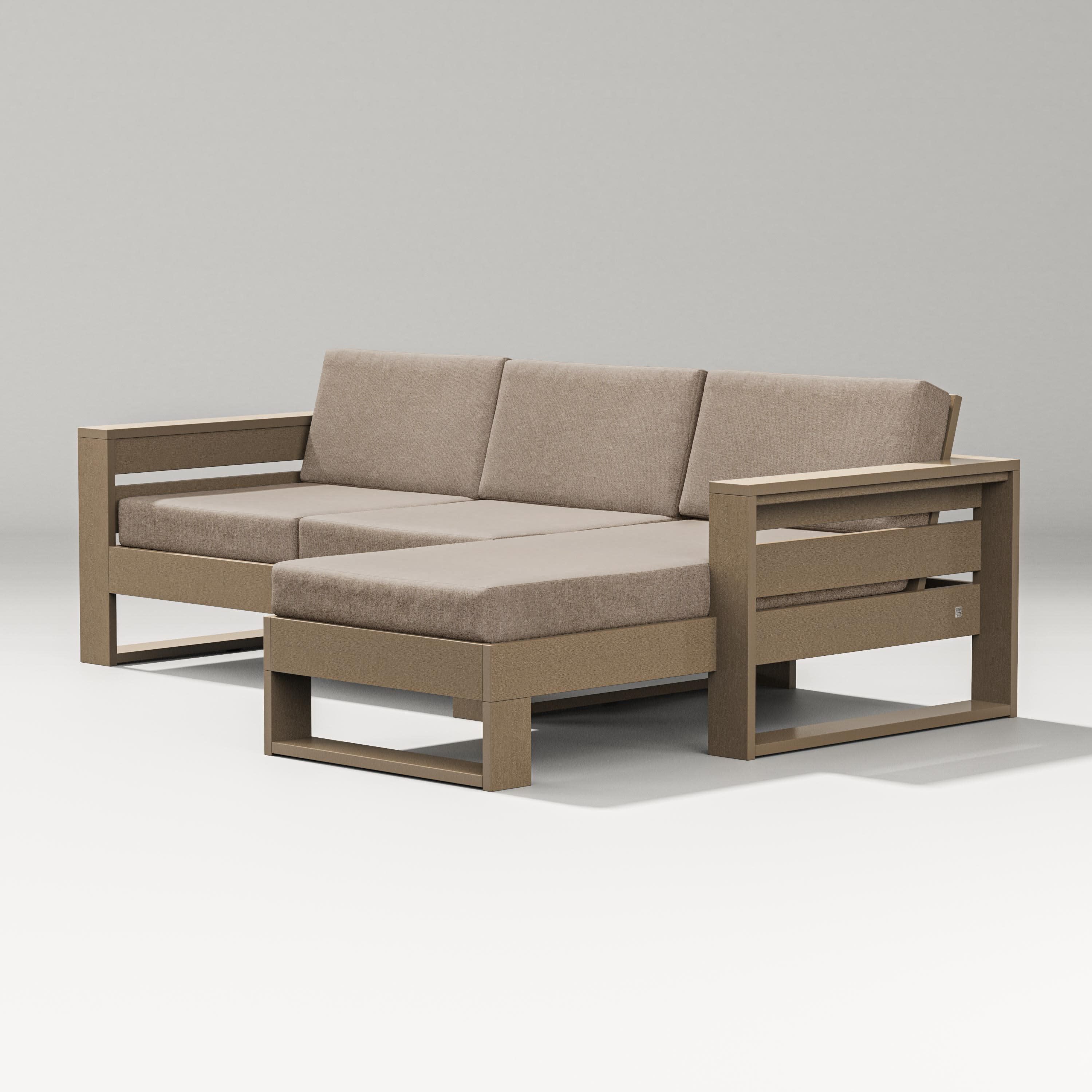 Latitude Right Chaise Sectional in Vintage Sahara / Spiced Burlap