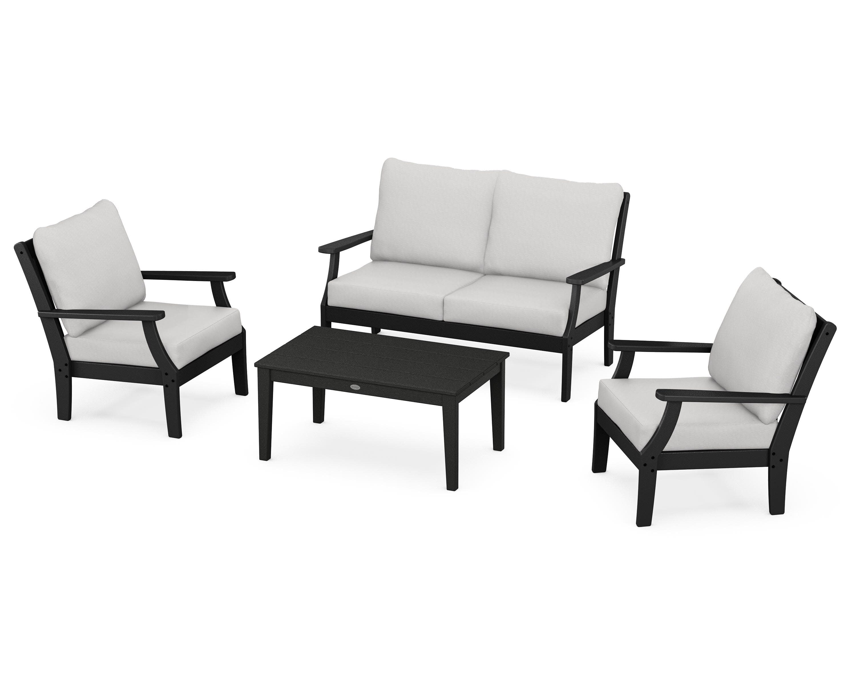 Braxton 4-Piece Deep Seating Chair Set in Black / Diamond in the Rough