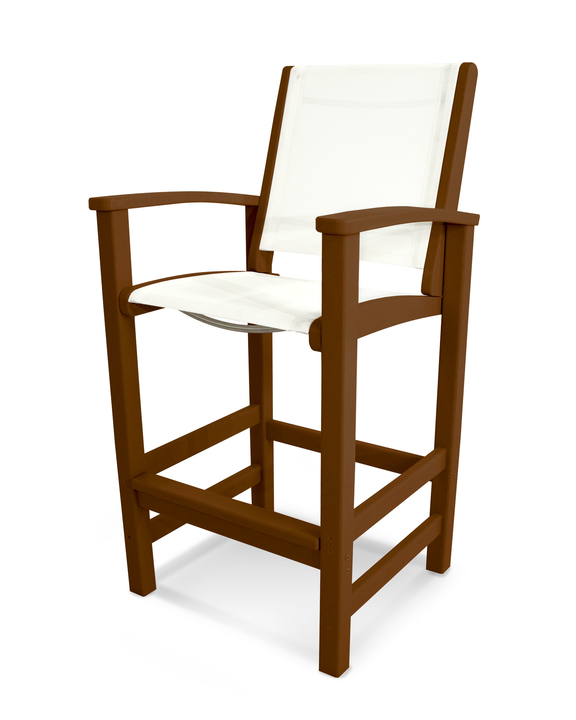 Coastal Bar Chair in Teak / White Sling