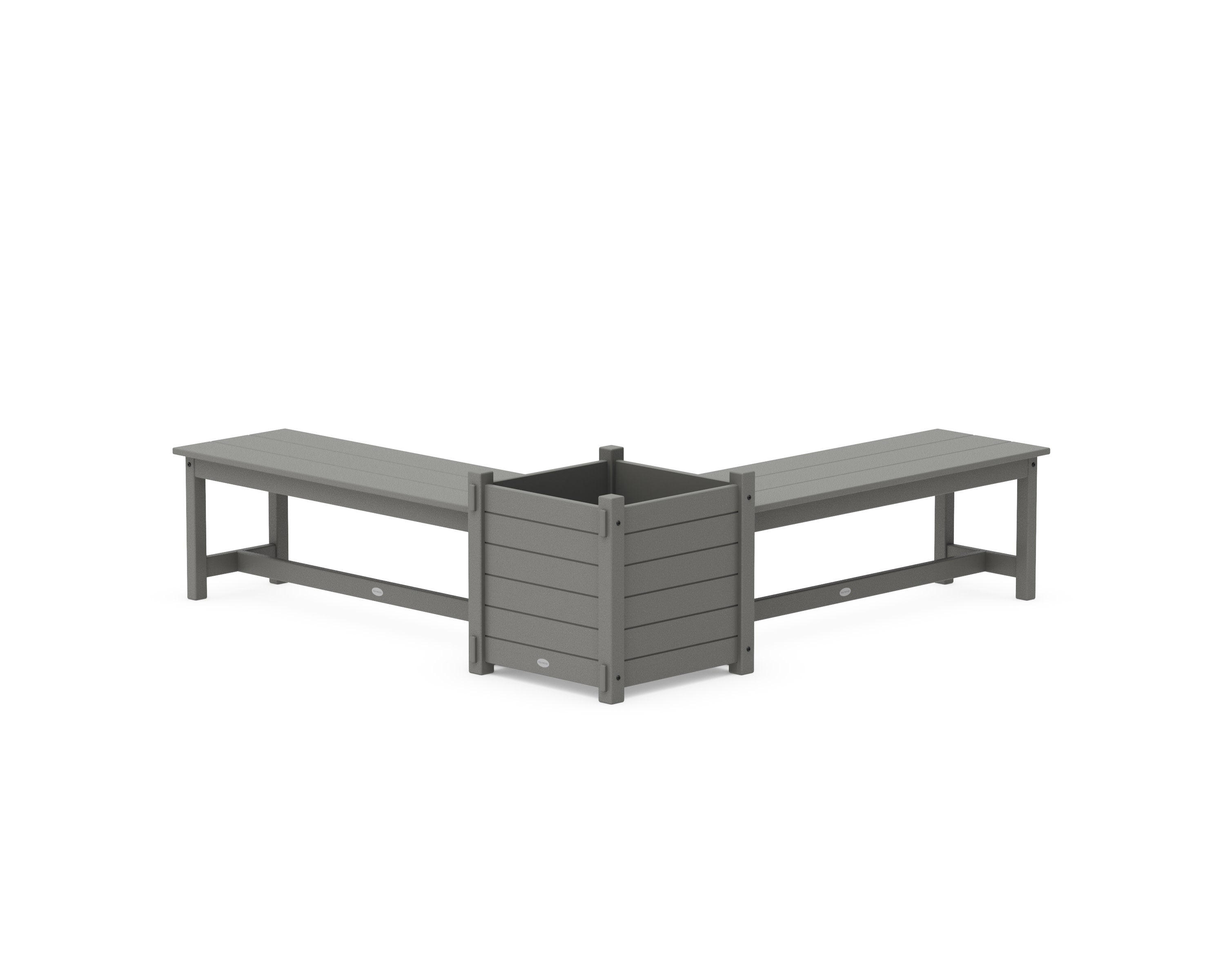 48" Nautical L- Shaped Planter Bench Set- Large in Slate Grey