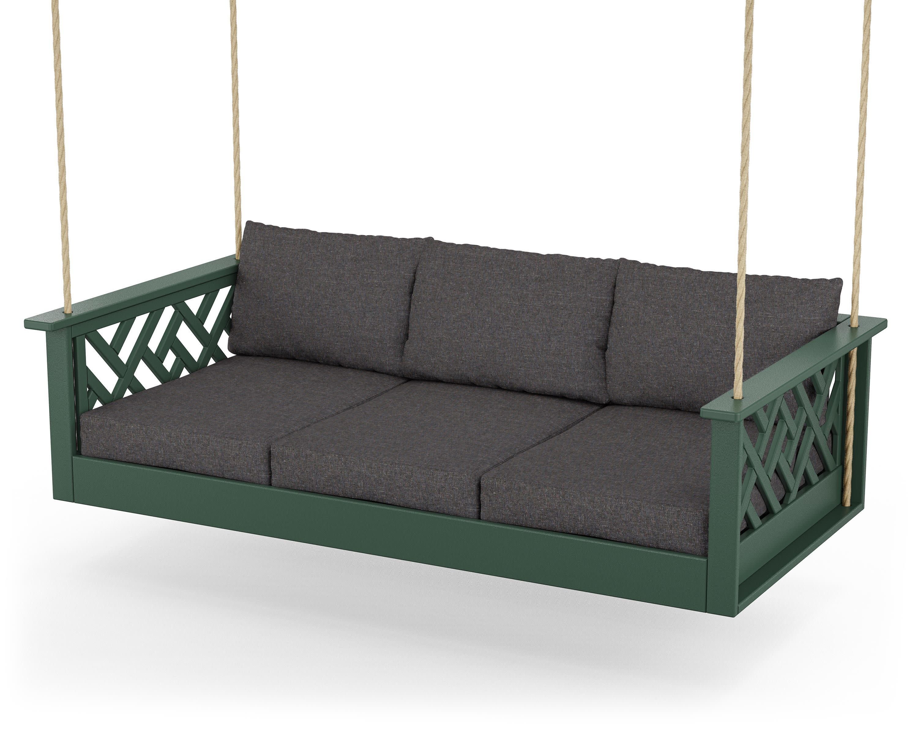 Chippendale Daybed Swing in Green / Ash Charcoal