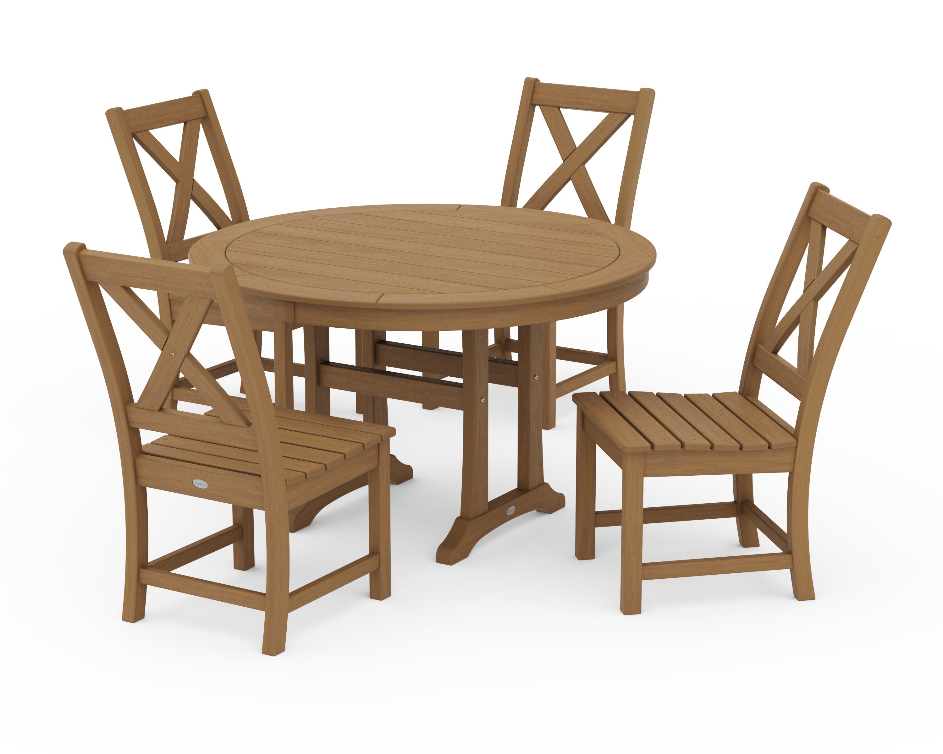 Braxton Side Chair 5-Piece Round Dining Set With Trestle Legs in Natural