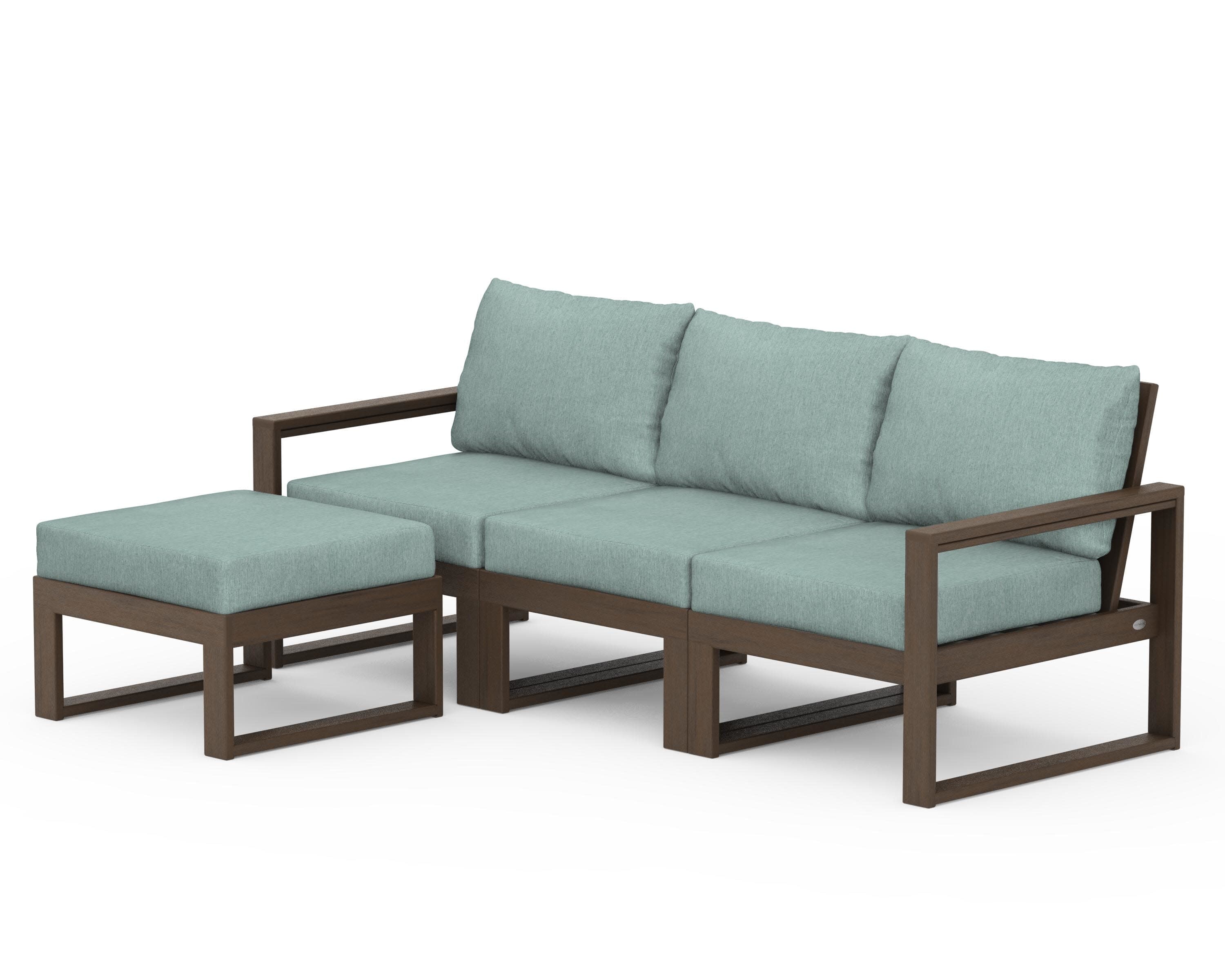 EDGE 4-Piece Modular Deep Seating Set with Ottoman in Kona / Glacier Spa