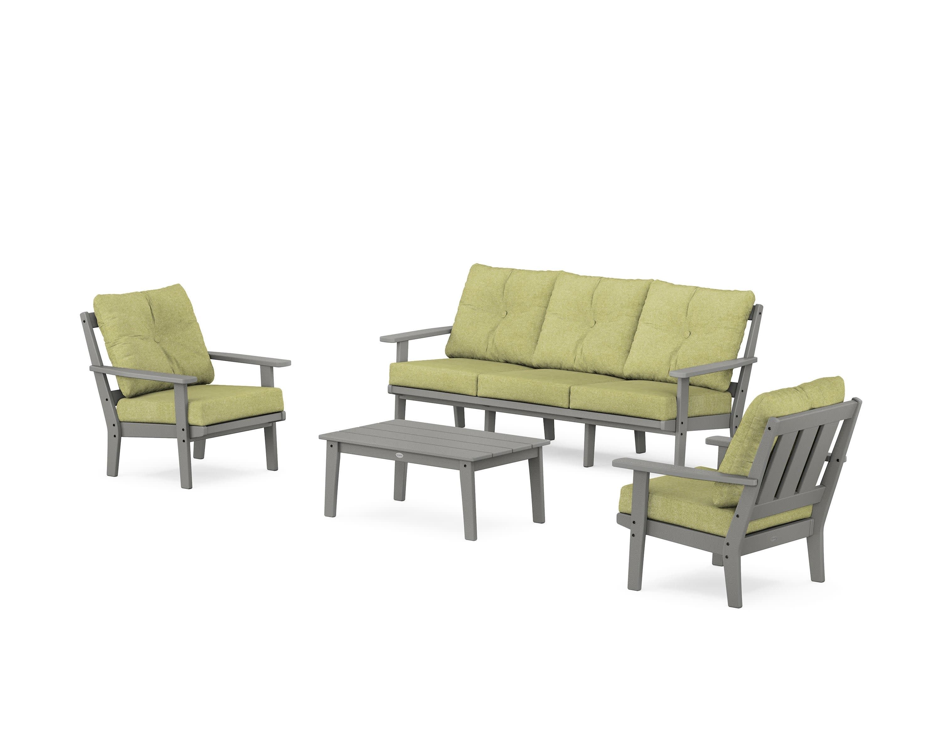 Oxford 4-Piece Deep Seating Set with Sofa in Slate Grey / Chartreuse Boucle