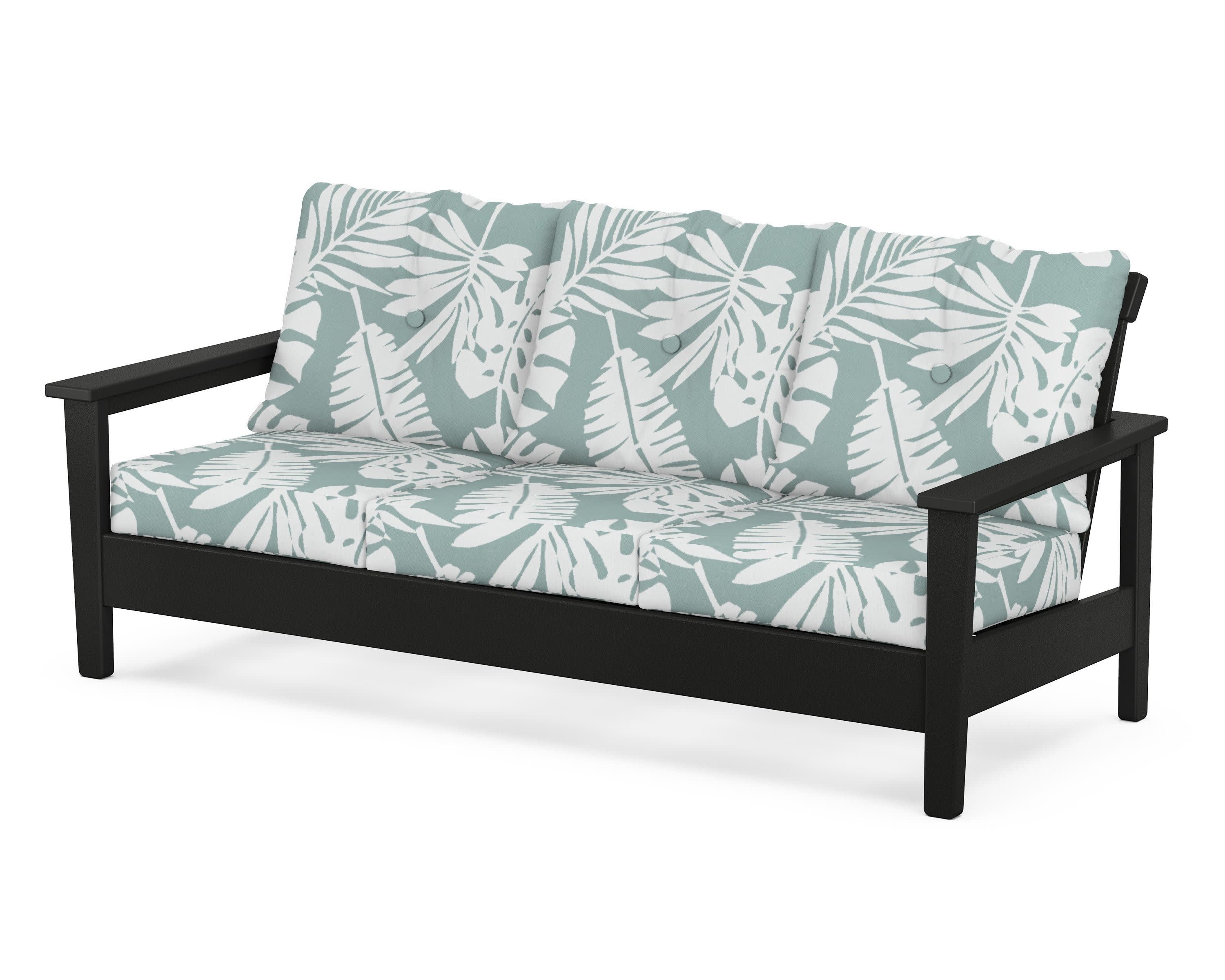 Prescott Deep Seating Sofa in Black / Leaf Glacier Spa