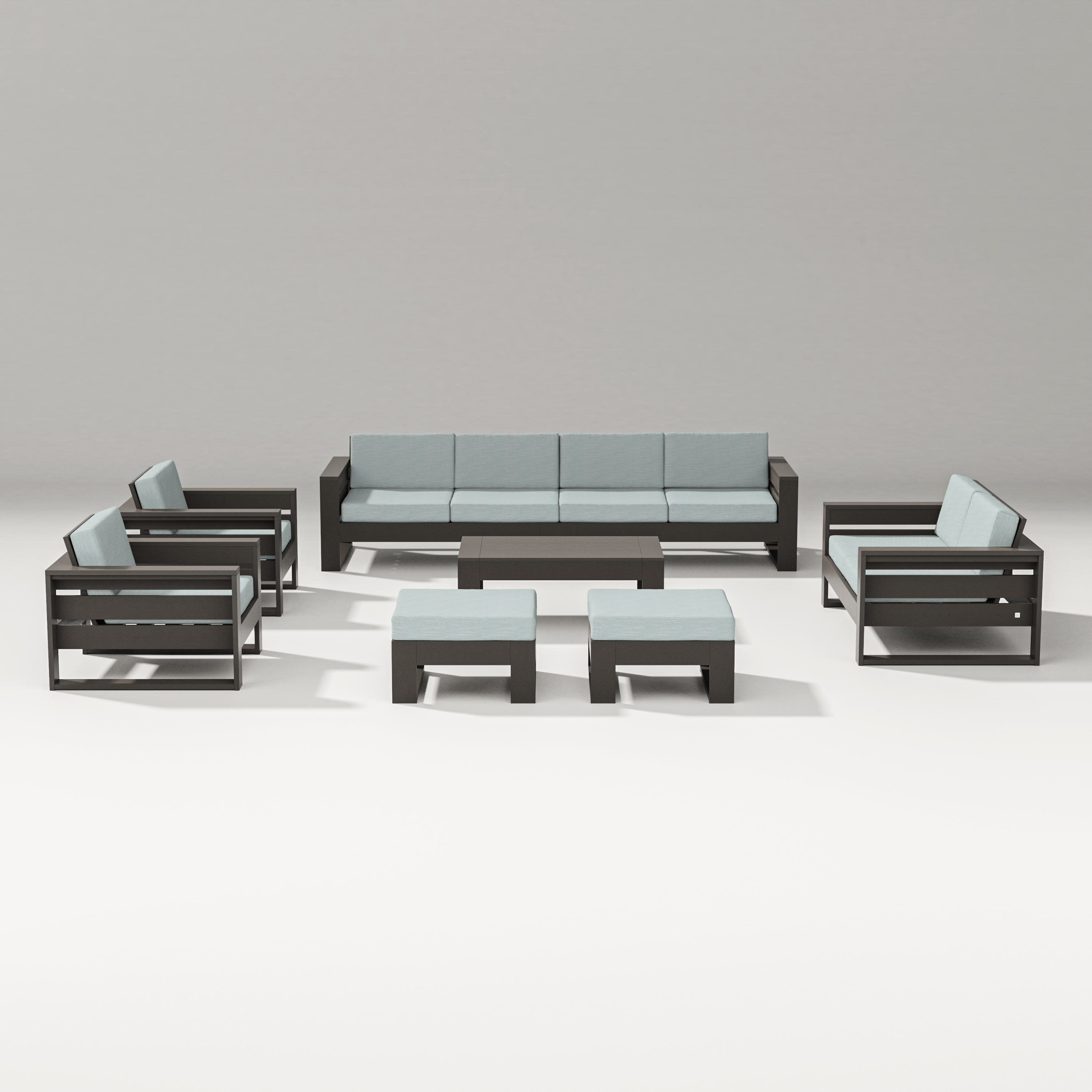 Latitude 8-Piece Lounge Sofa Set in Vintage Coffee / Soothe Mist