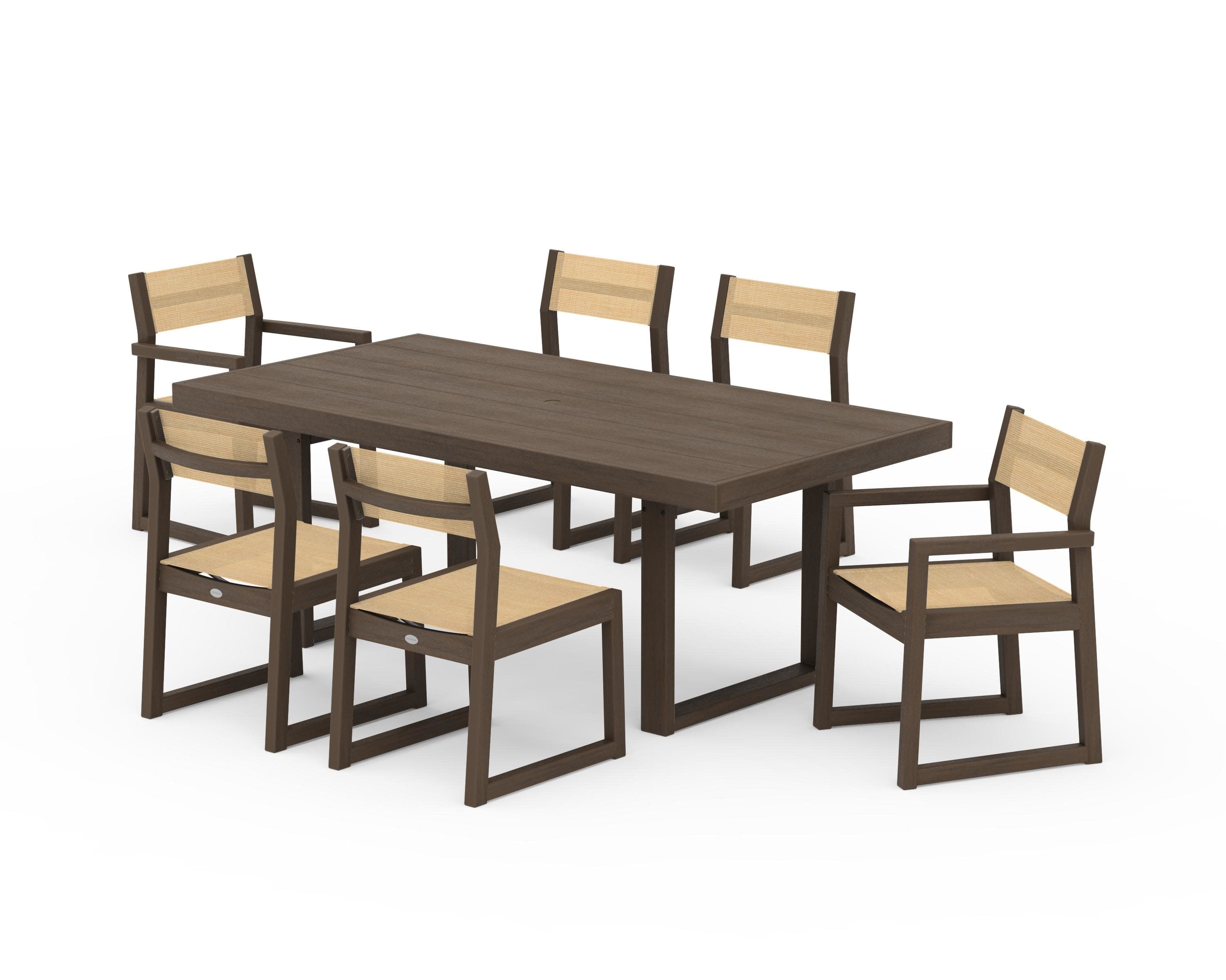 EDGE Sling 7-Piece Dining Set in Kona / Dupioni Apricot Sling