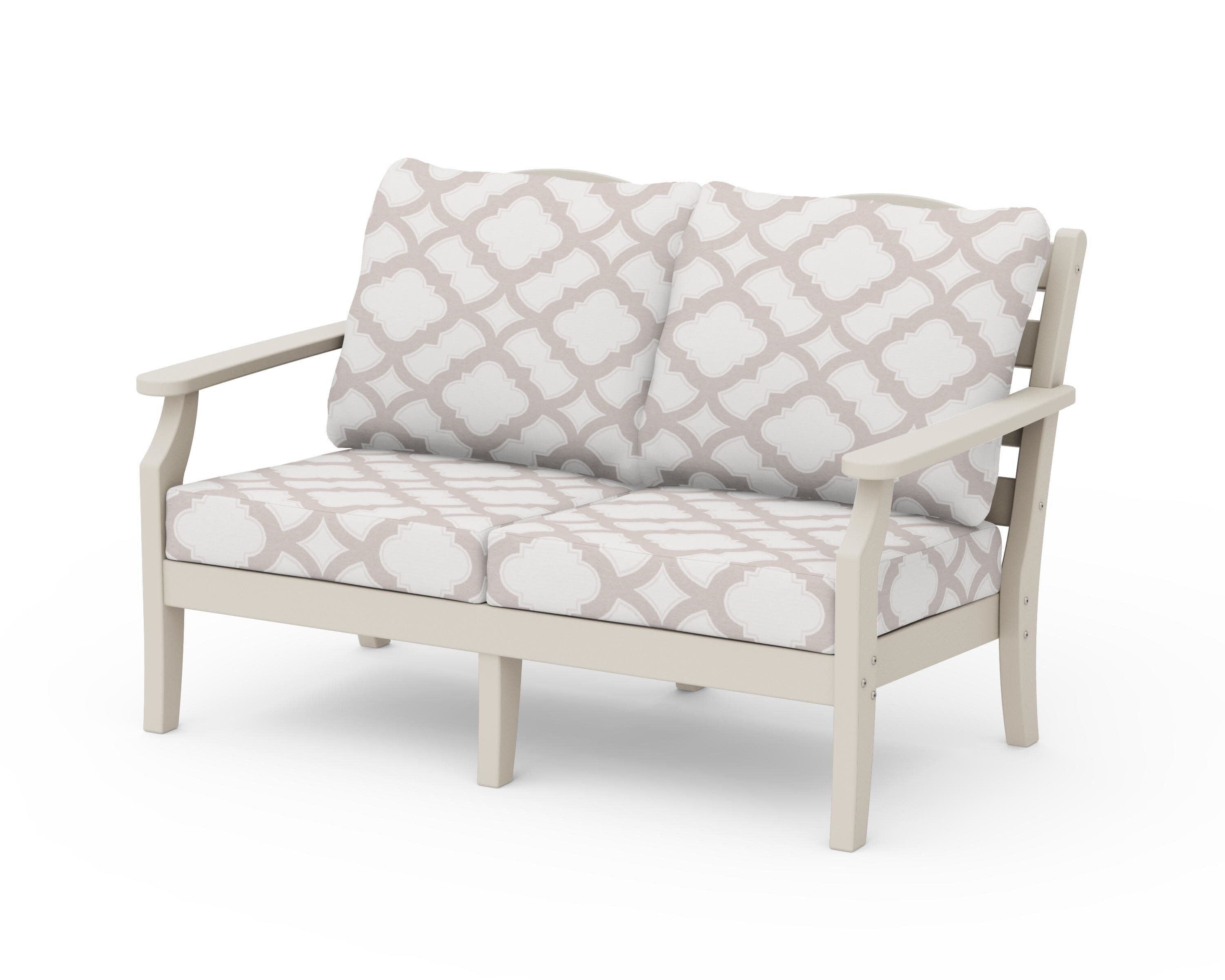 Savannah Deep Seating Loveseat in Sand / Trellis Dune Burlap